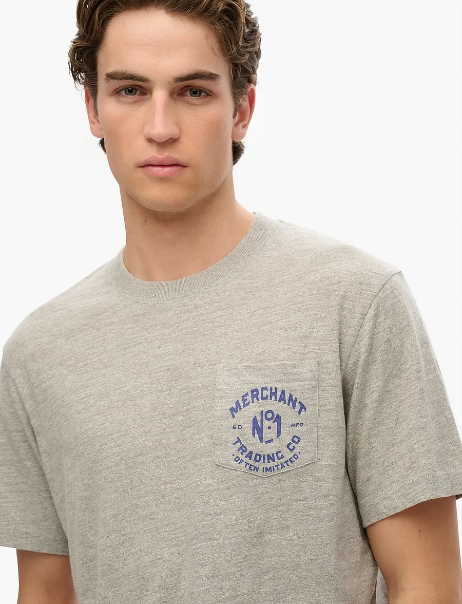 Superdry - MERCHANT GRAPHIC TEE - short-sleeved t-shirts - vintage sweat light grey marl - 3