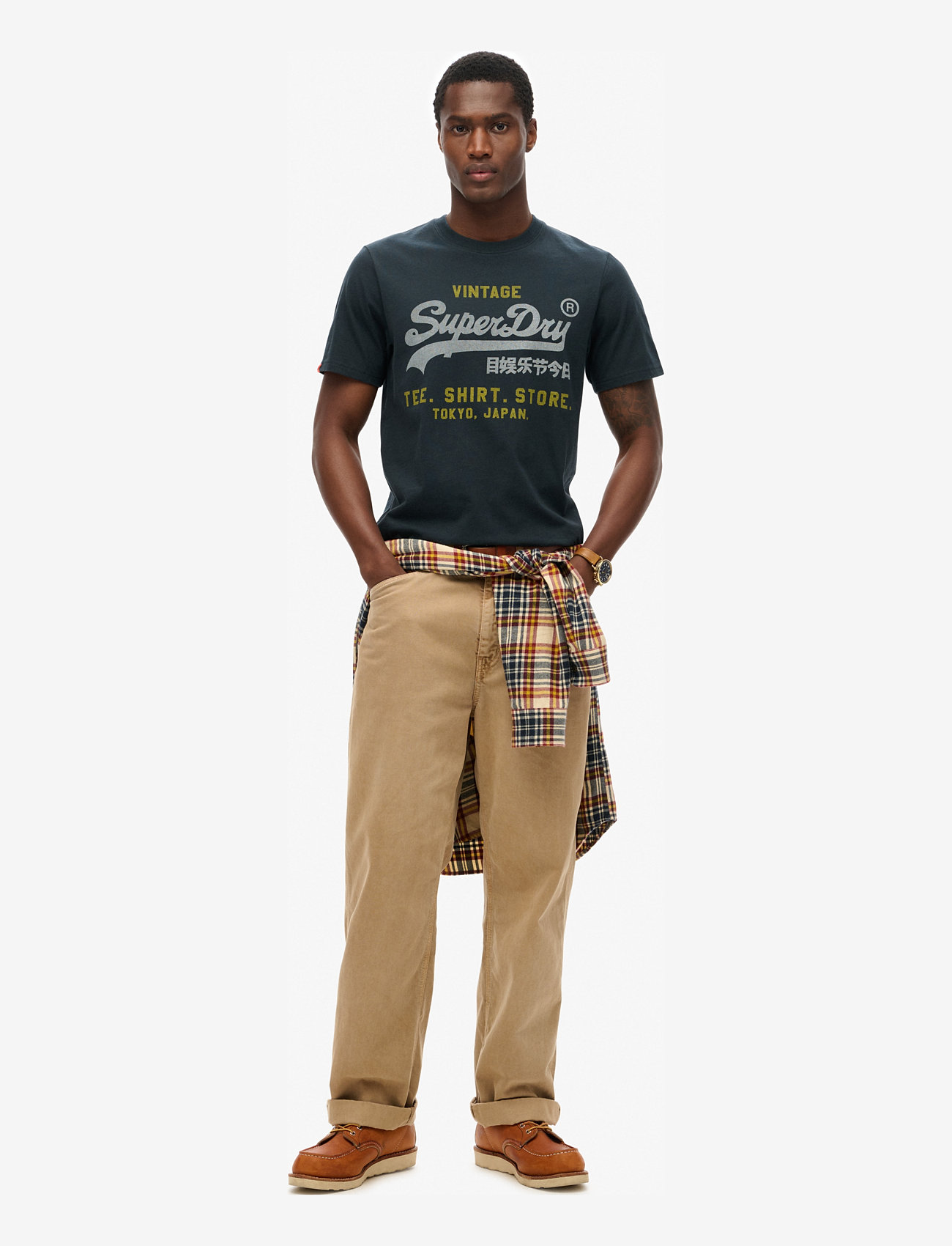 Superdry - VL HERITAGE RELAXED TEE - kortærmede t-shirts - eclipse navy - 0