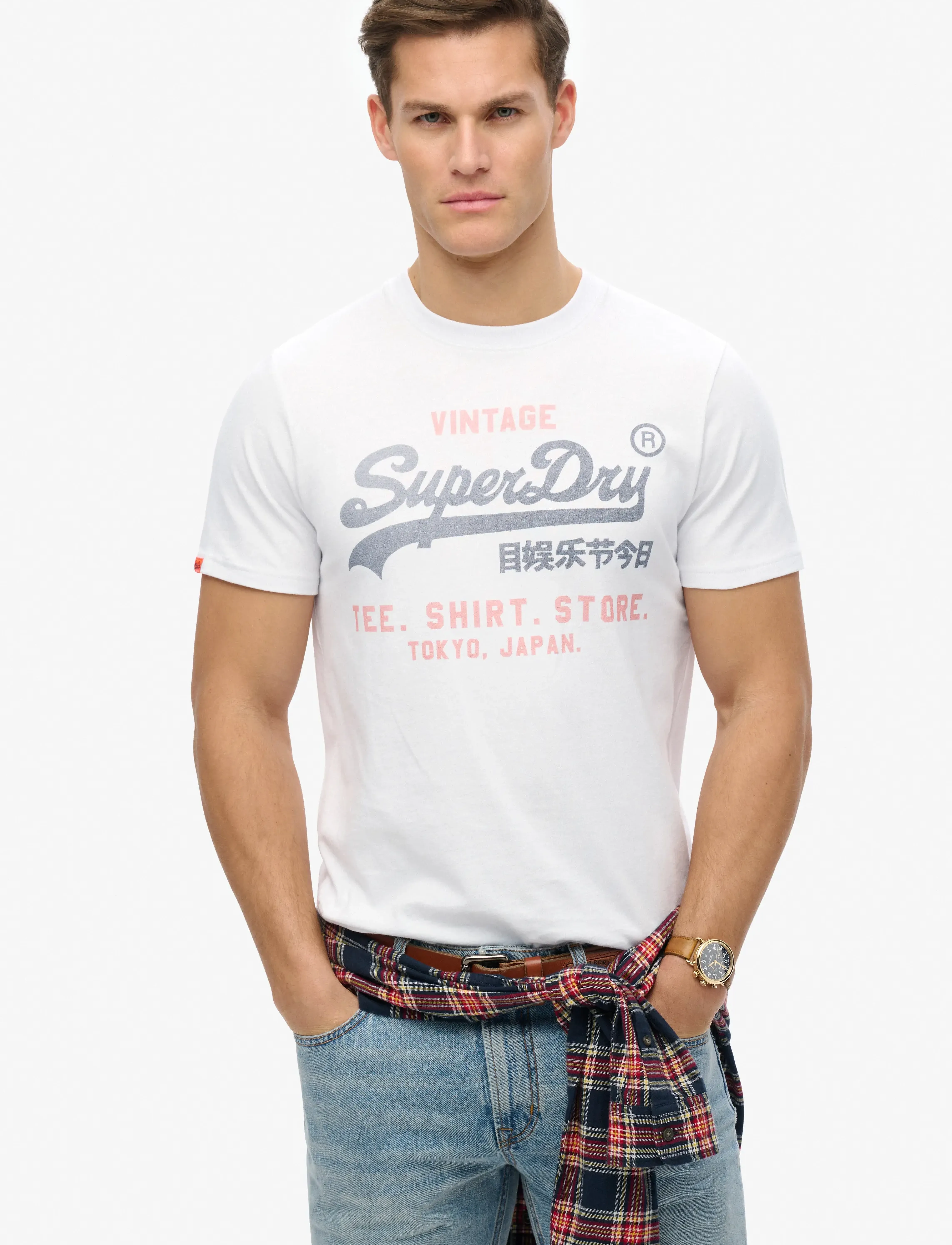 Superdry VL HERITAGE RELAXED TEE - T-shirts met print - OPTIC / white
