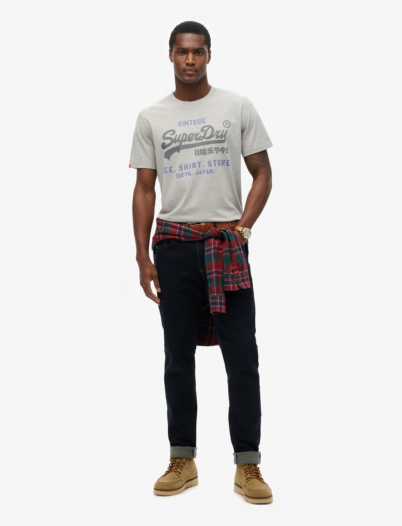 Superdry - VL HERITAGE RELAXED TEE - kortærmede t-shirts - college grey marl - 0