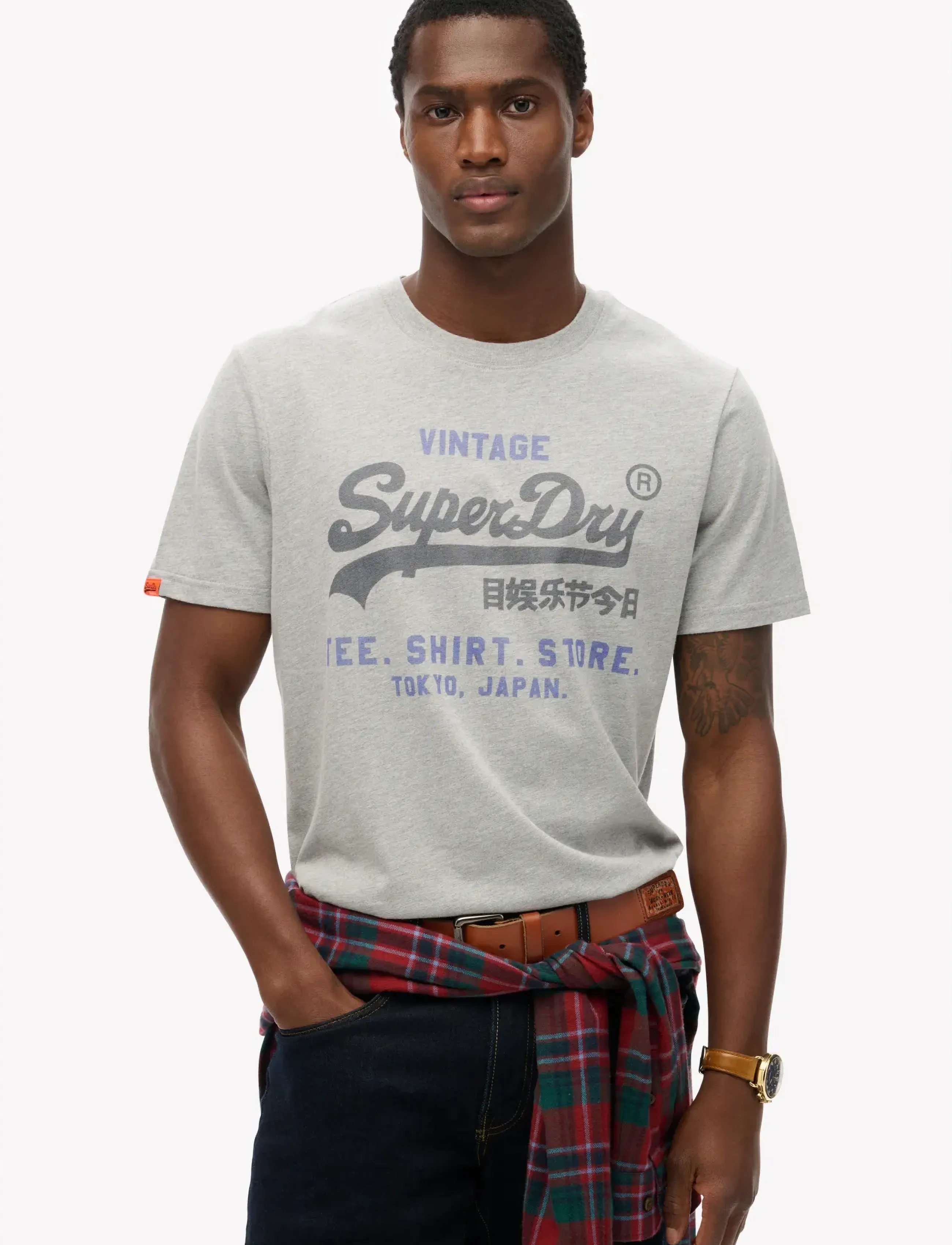 Superdry VL HERITAGE RELAXED TEE - Riided - COLLEGE GREY MARL / grey