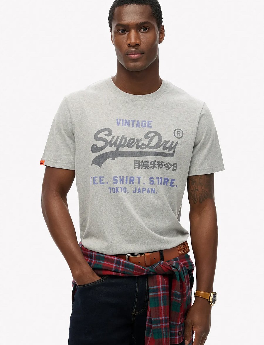Superdry - VL HERITAGE RELAXED TEE - short-sleeved t-shirts - college grey marl - 0