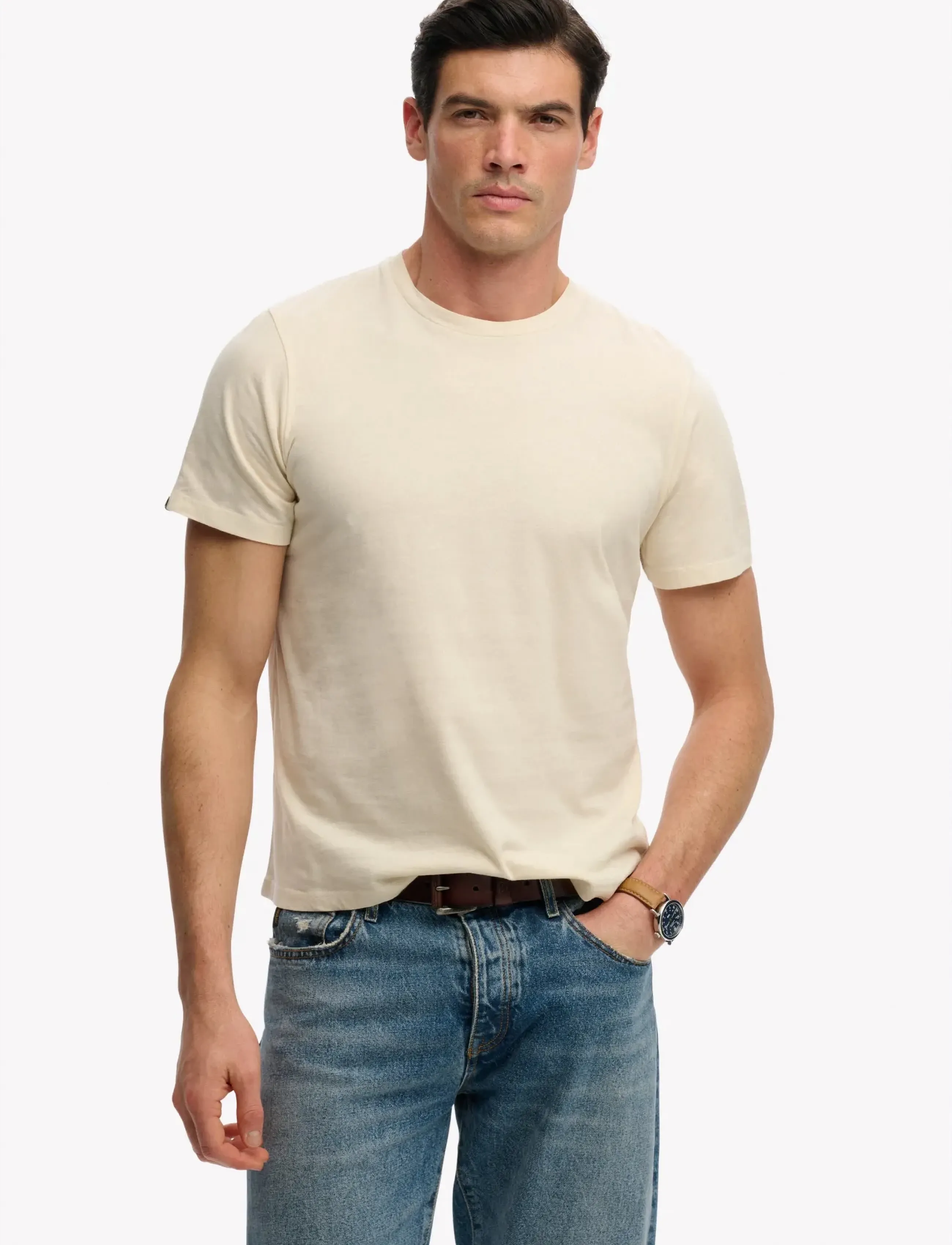Superdry CLASSIC ESSENTIAL TEE - T-shirts - OATMEAL BEIGE / beige