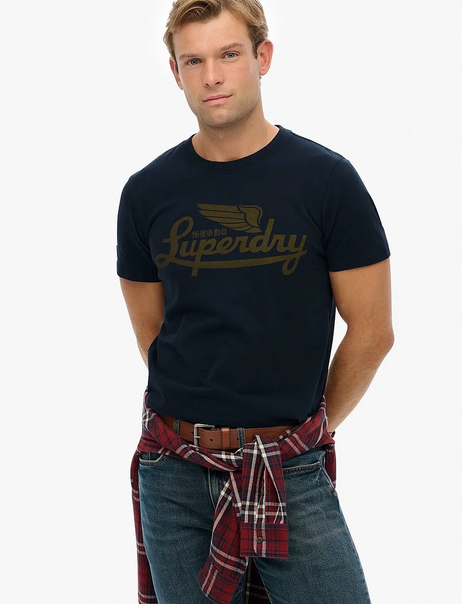 Superdry - HERITAGE BRAND RELAXED TEE - eclipse navy - 0