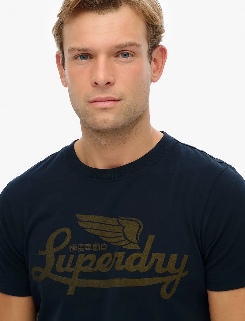 Superdry - HERITAGE BRAND RELAXED TEE - short-sleeved t-shirts - eclipse navy - 3