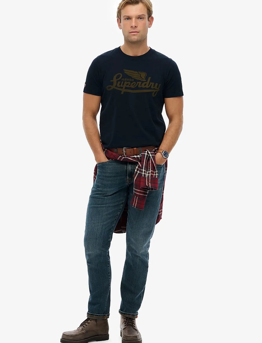Superdry - HERITAGE BRAND RELAXED TEE - eclipse navy - 5
