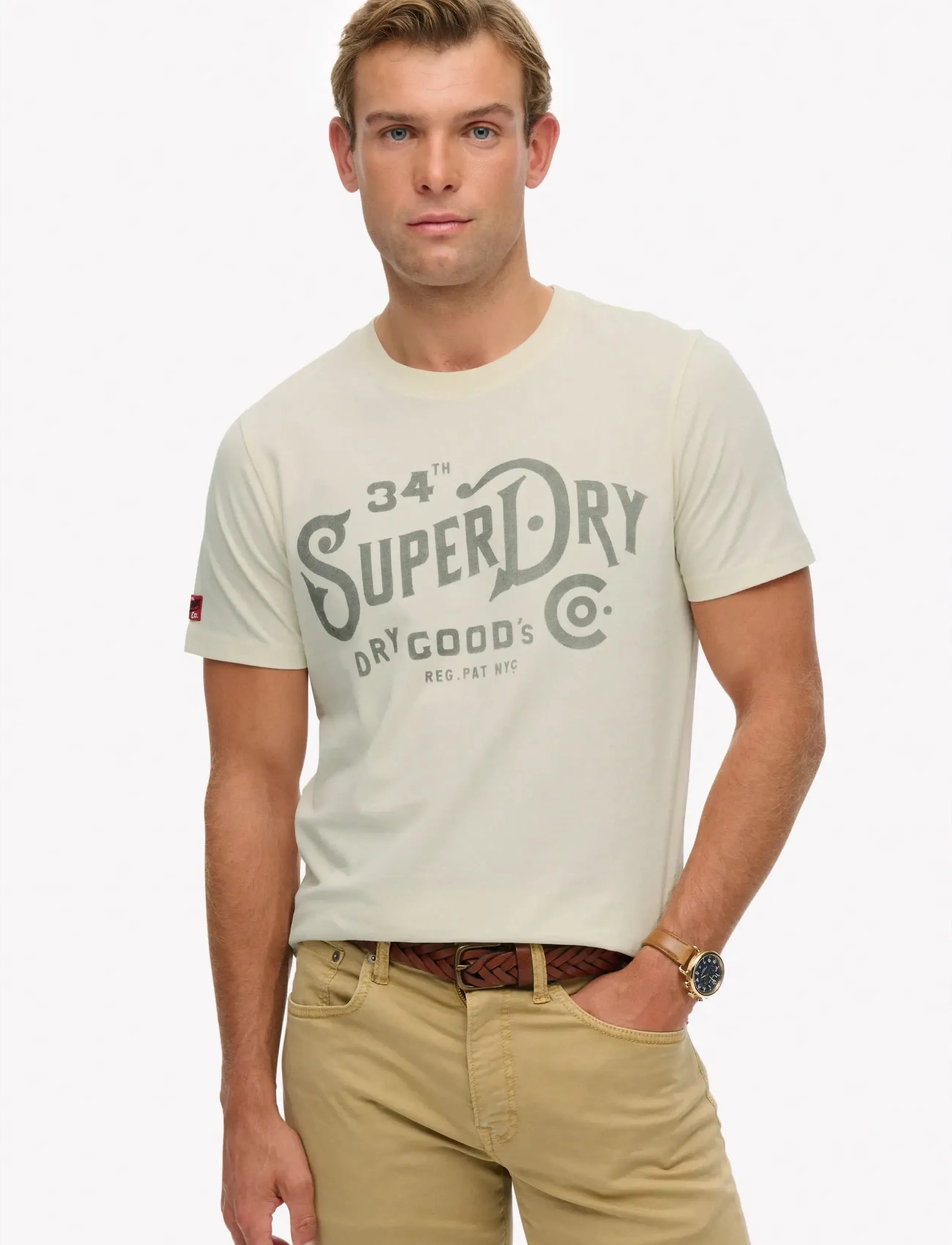Superdry HERITAGE BRAND RELAXED TEE - Tøj - RIFF WHITE / cream
