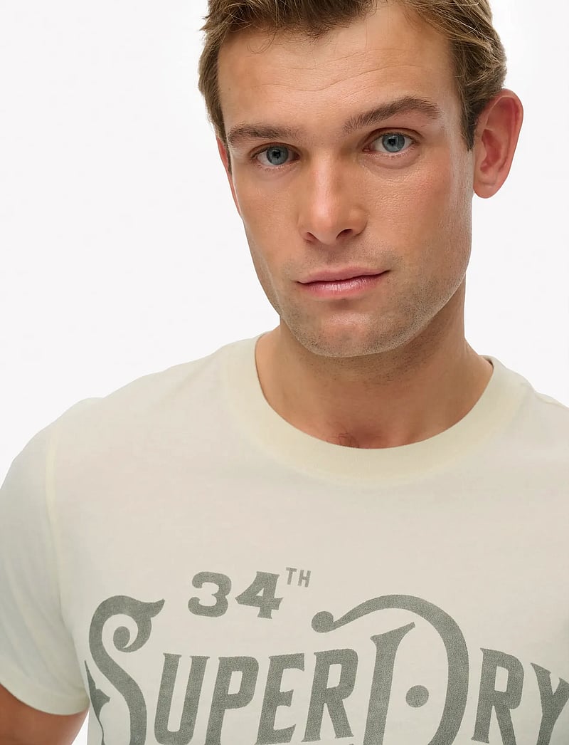 Superdry - HERITAGE BRAND RELAXED TEE - kortærmede t-shirts - riff white - 3