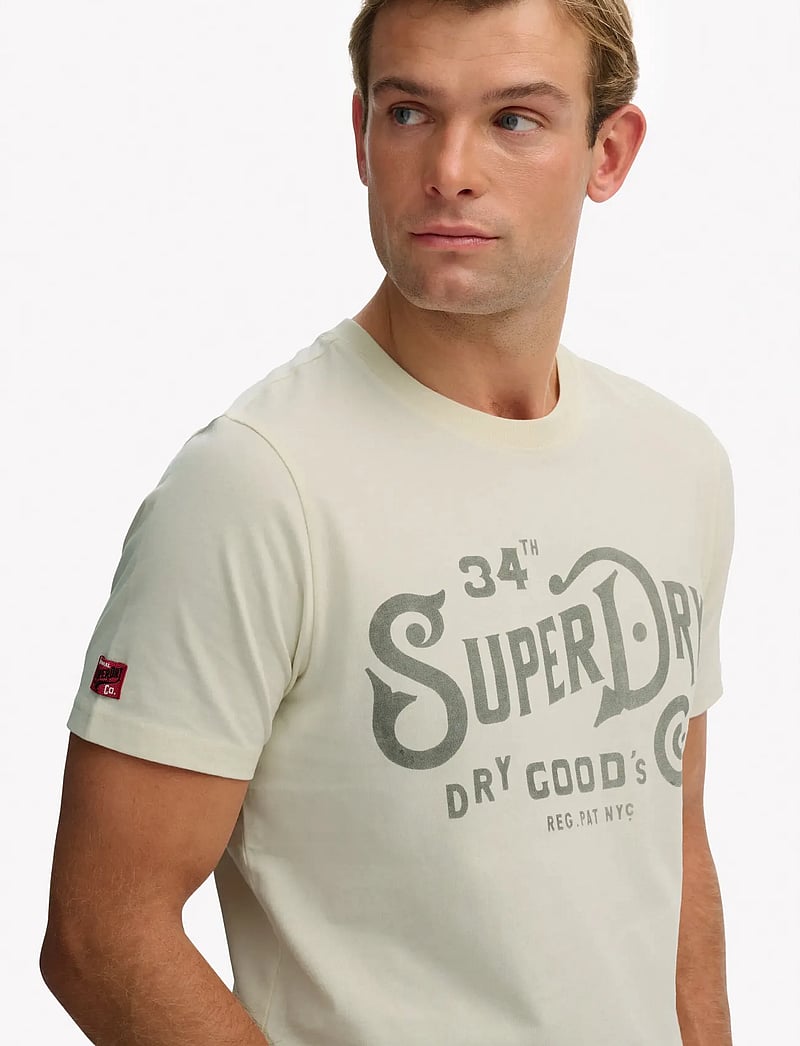 Superdry - HERITAGE BRAND RELAXED TEE - kortærmede t-shirts - riff white - 4