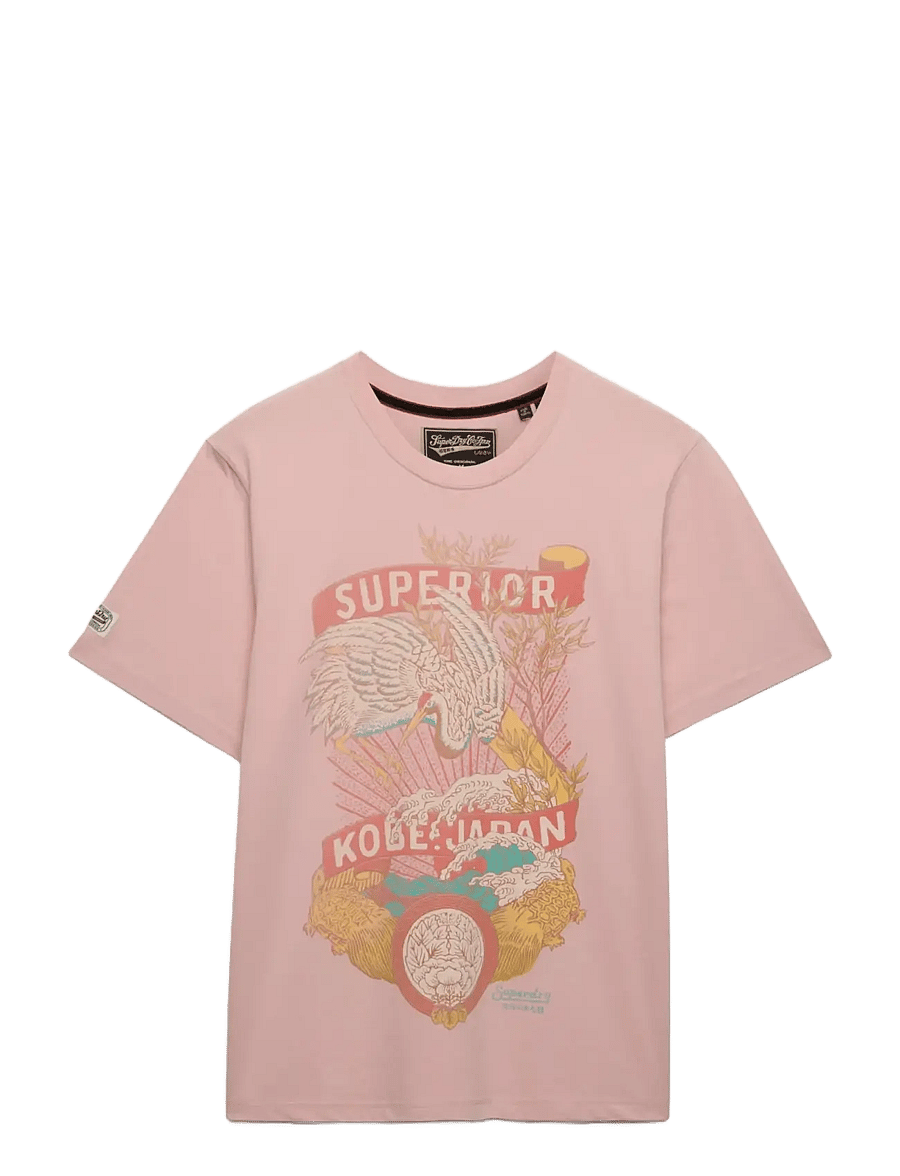 Superdry - TOKYO RELAXED TEE - short-sleeved t-shirts - grey pink - 1