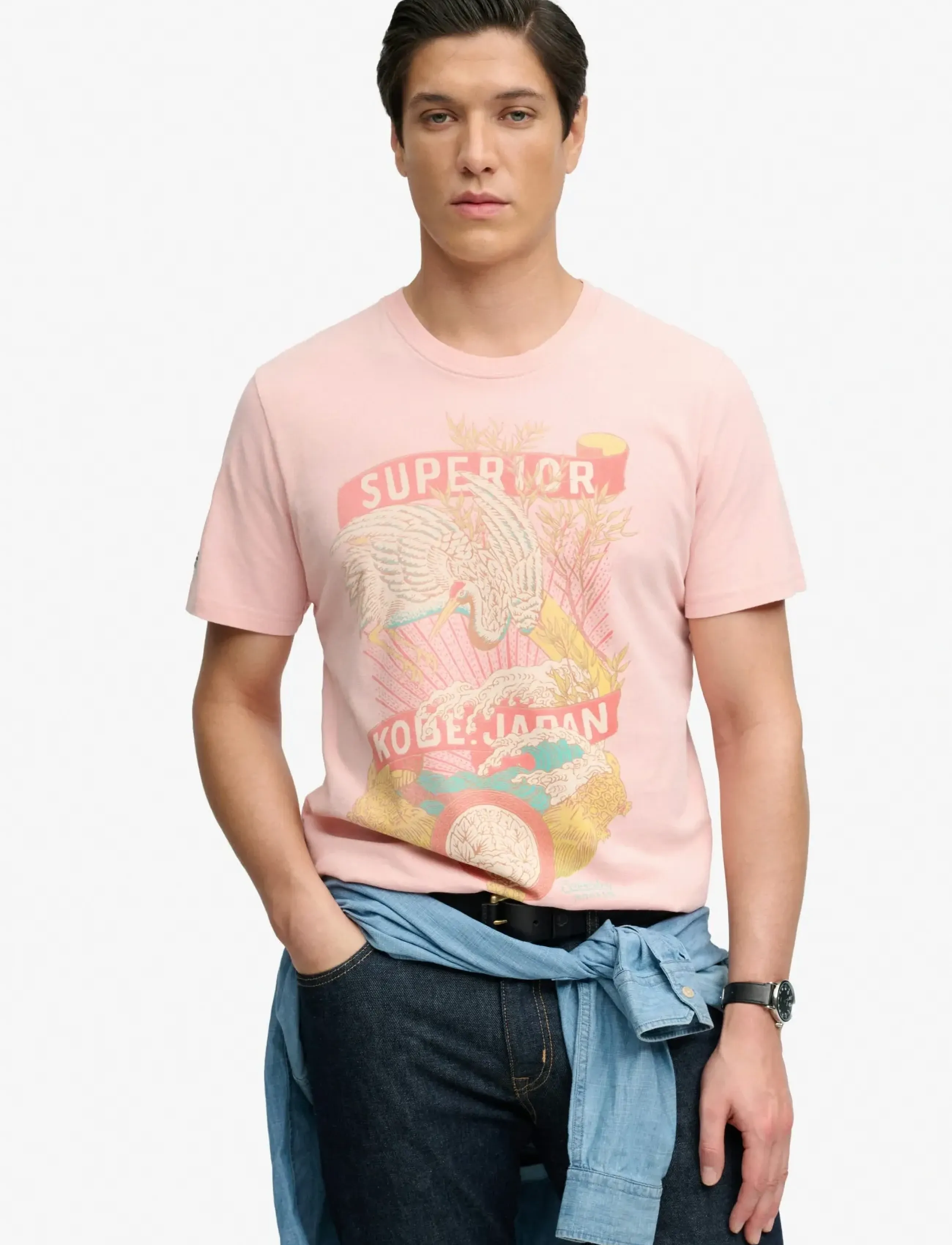 Superdry TOKYO RELAXED TEE - T-Shirts - GREY PINK / pink/rose