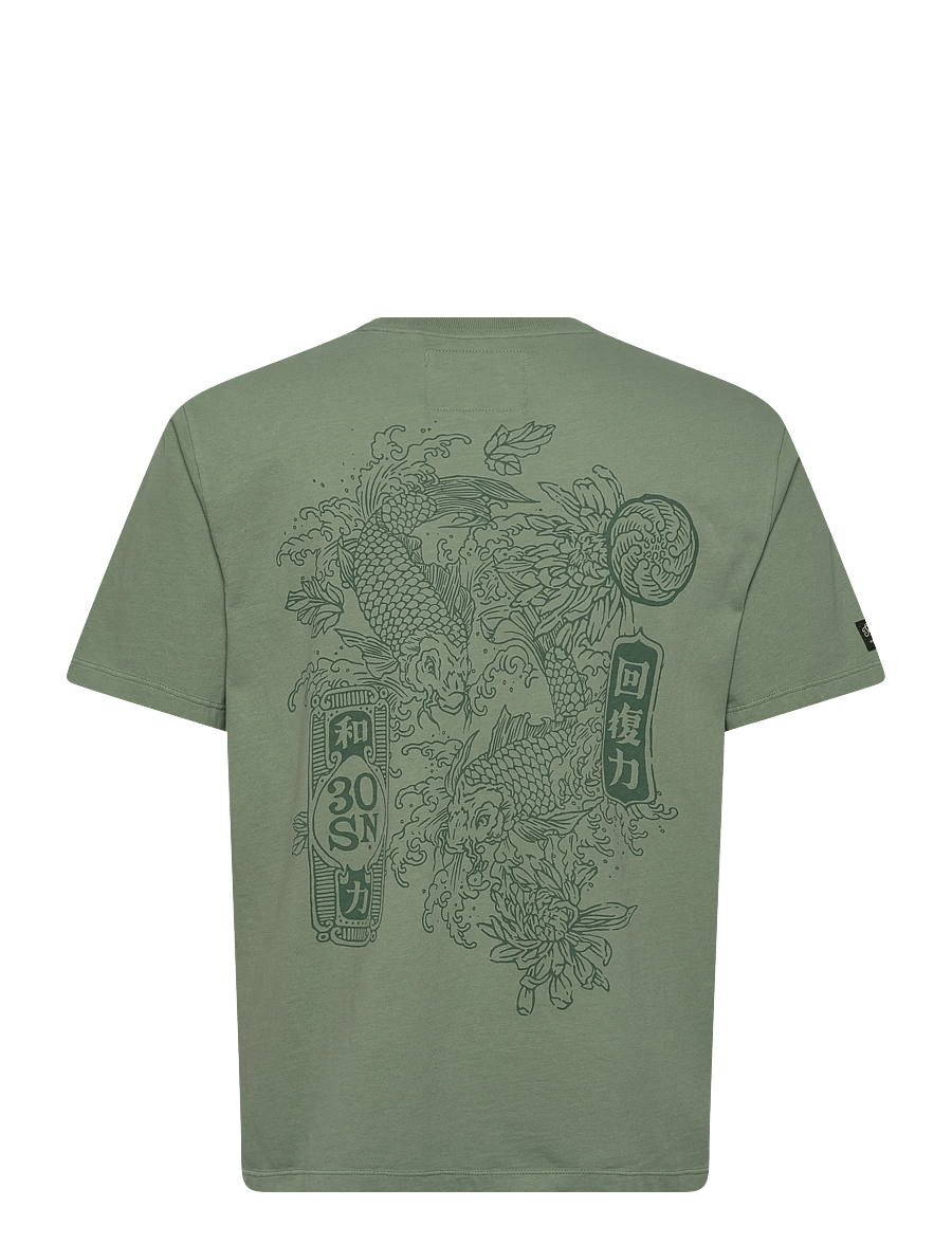 Superdry - TOKYO NARRATIVE LOOSE TEE - kurzärmelig - lily pad green - 2