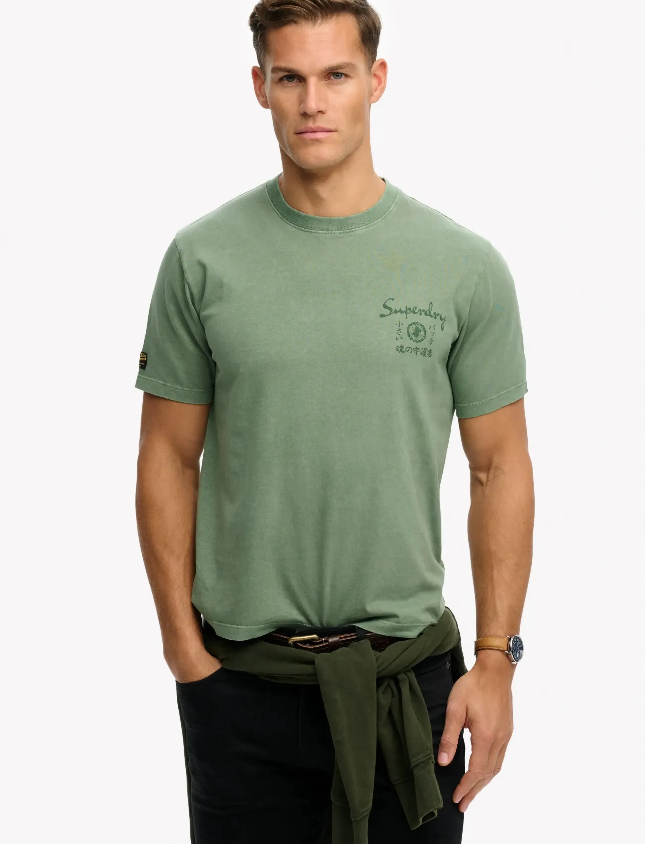 Superdry TOKYO NARRATIVE LOOSE TEE - T-krekli ar īsām piedurknēm - LILY PAD GREEN / khaki/green