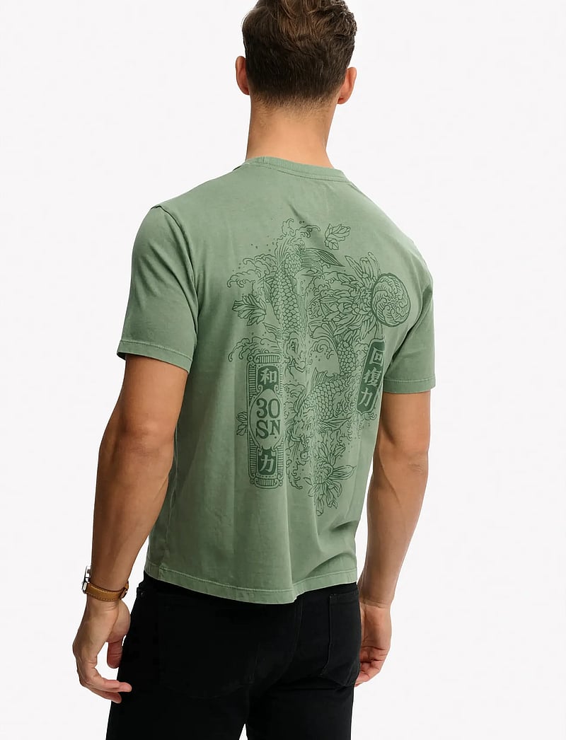 Superdry - TOKYO NARRATIVE LOOSE TEE - kortærmede t-shirts - lily pad green - 4