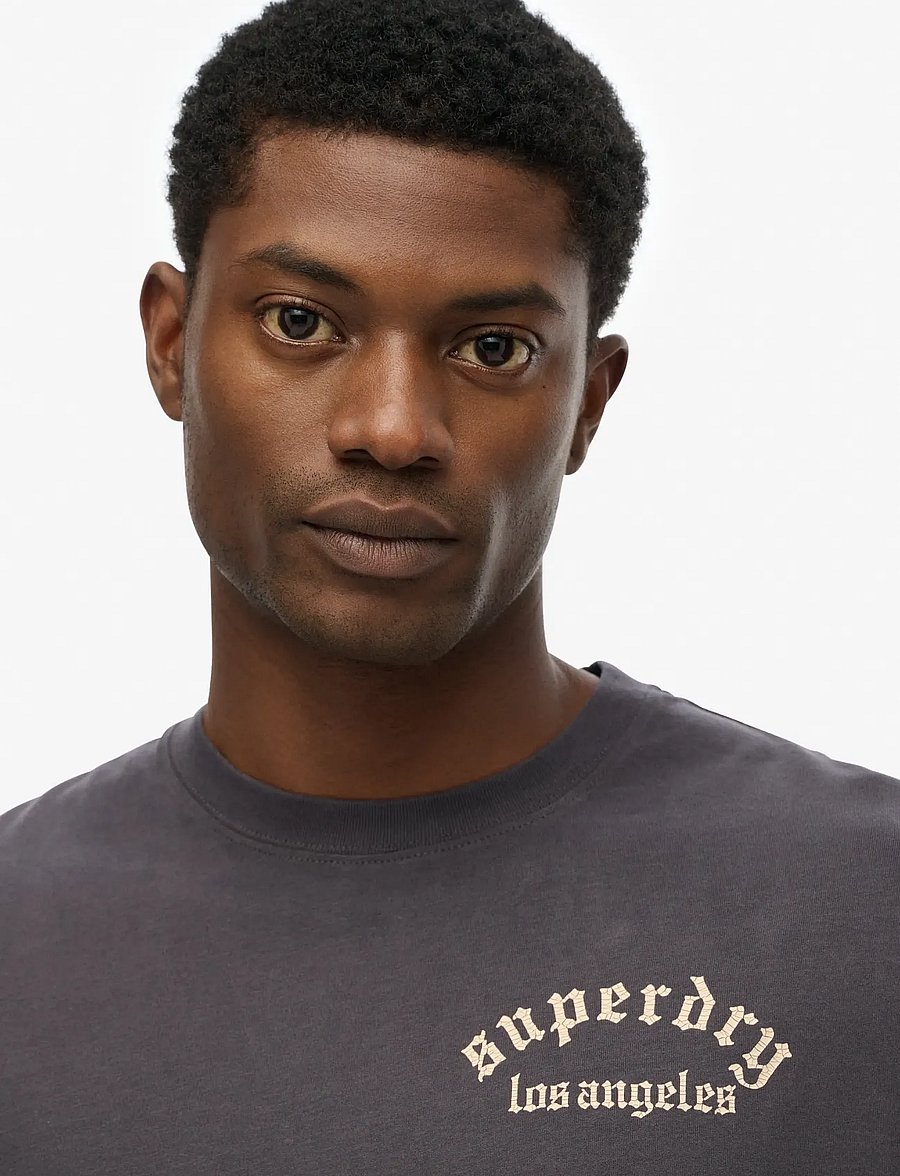 Superdry - NEO TRAD TATTOO LOOSE TEE - kortärmade t-shirts - dark charcoal - 4
