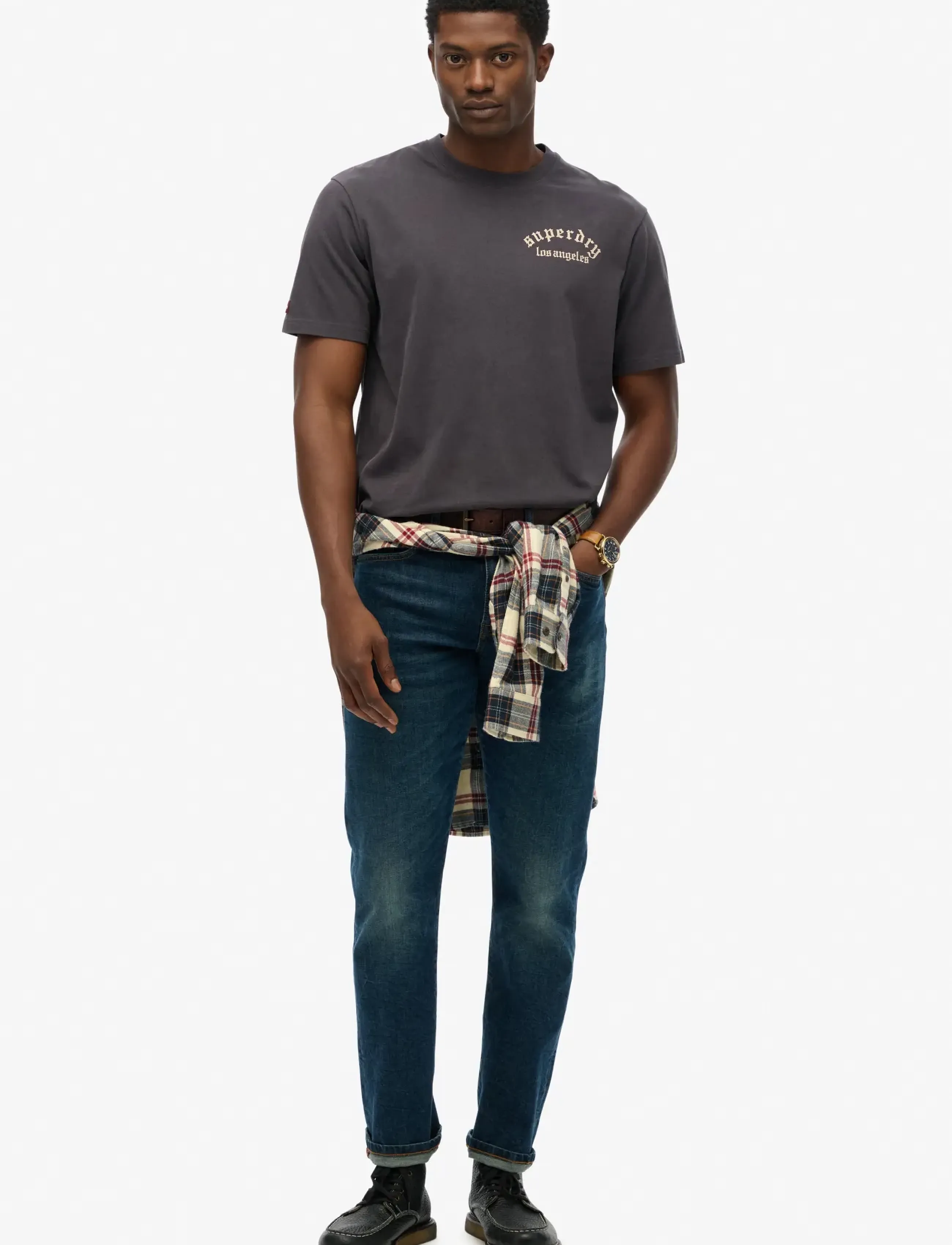 Superdry - NEO TRAD TATTOO LOOSE TEE - kortärmade t-shirts - dark charcoal - 5