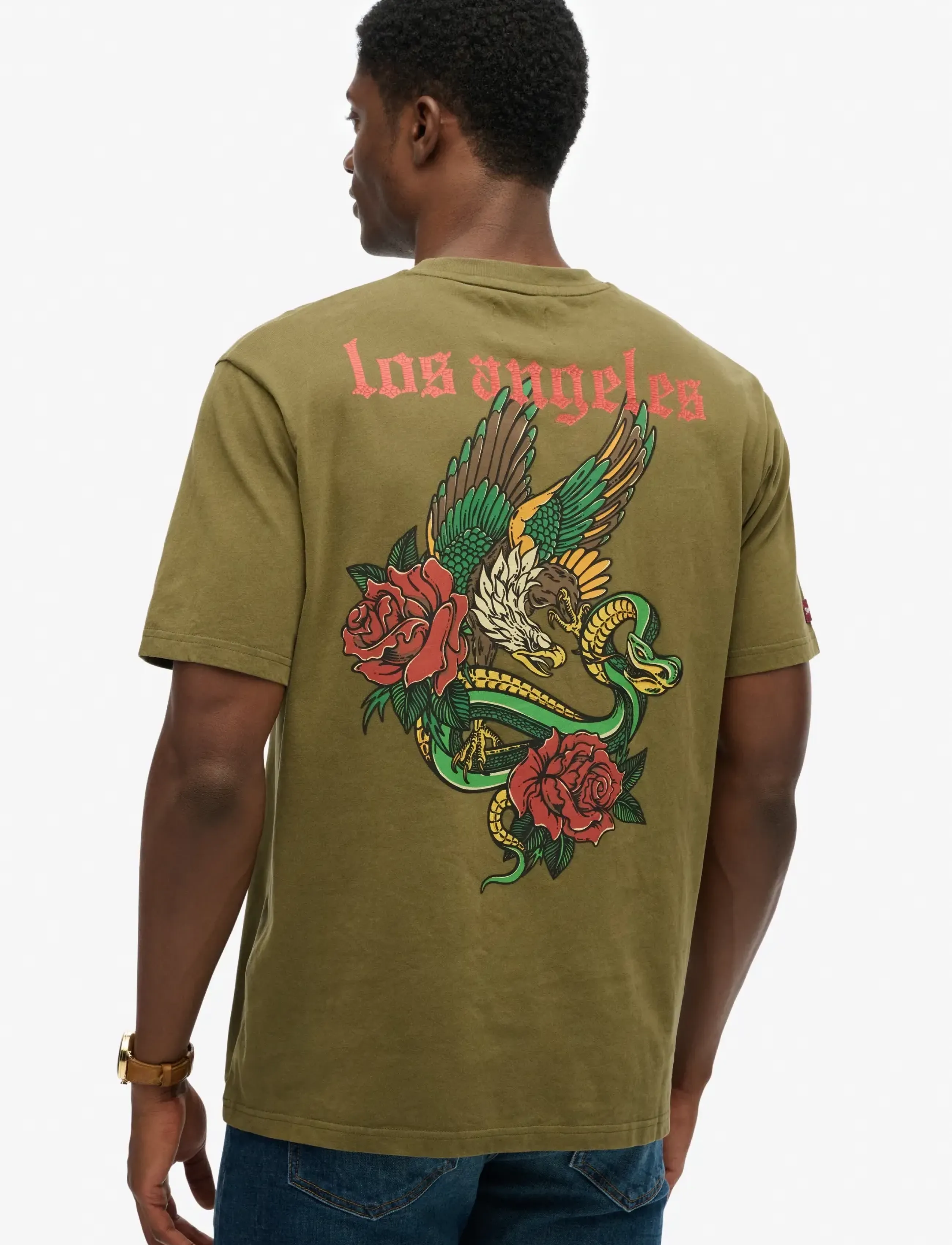 Superdry - NEO TRAD TATTOO LOOSE TEE - kortärmade t-shirts - dark olive - 5