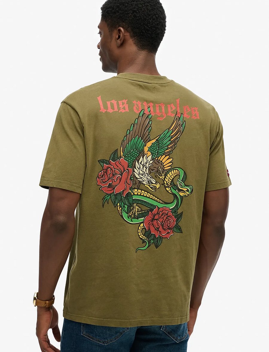 Superdry - NEO TRAD TATTOO LOOSE TEE - kortärmade t-shirts - dark olive - 5