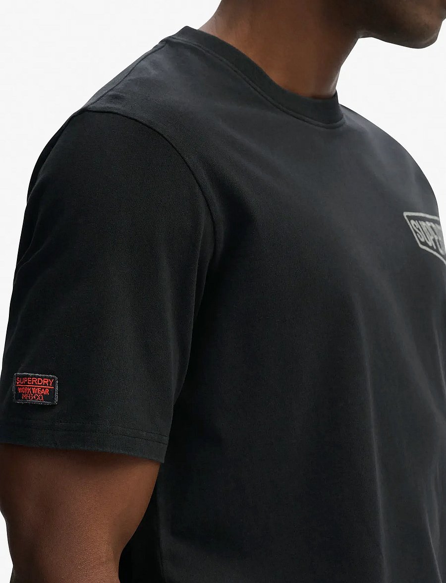 Superdry - WORK TAB LOOSE TEE - stutterma bolir - black - 3