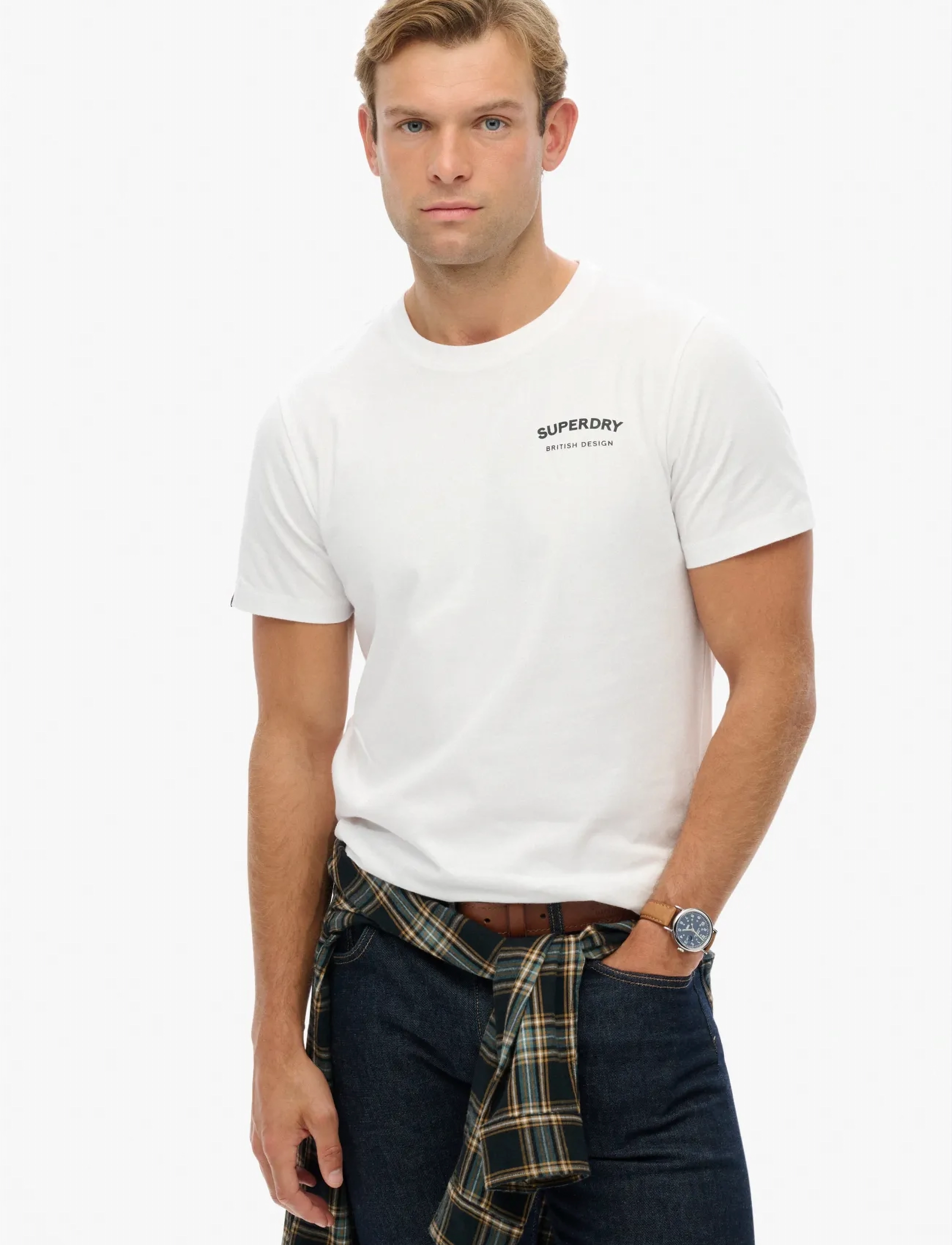 Superdry BRITISH DESIGN RELAXED TEE - Marškinėliai - OPTIC / white