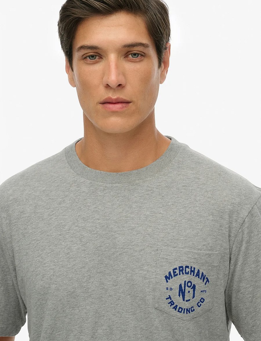 Superdry - MERCHANT GRAPHIC TEE - kortärmade t-shirts - vintage sweat light grey marl - 3