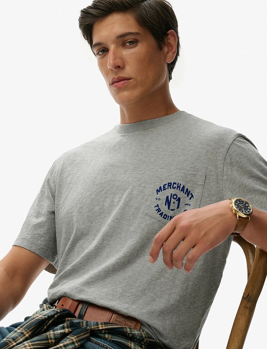 Superdry - MERCHANT GRAPHIC TEE - kortärmade t-shirts - vintage sweat light grey marl - 4