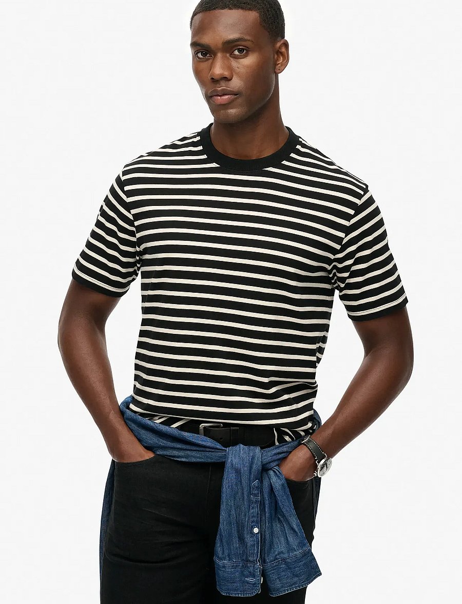 Superdry - MERCHANT STRIPE TEE - black stripe - 0