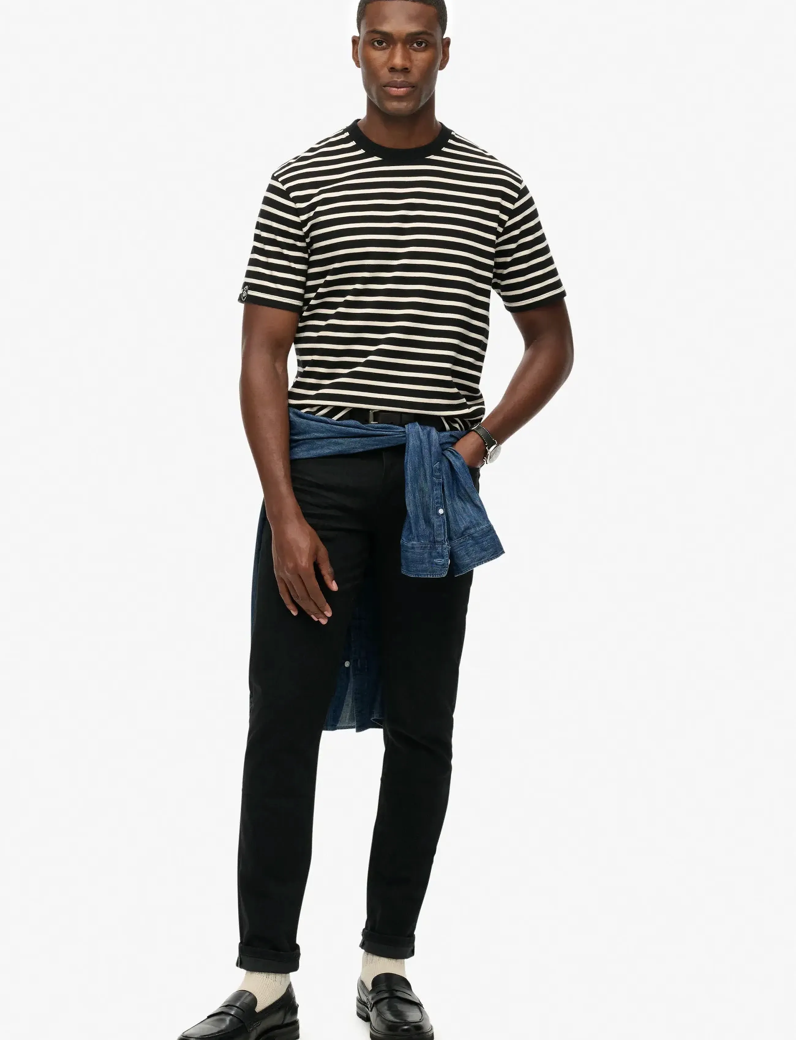 Superdry - MERCHANT STRIPE TEE - black stripe - 4