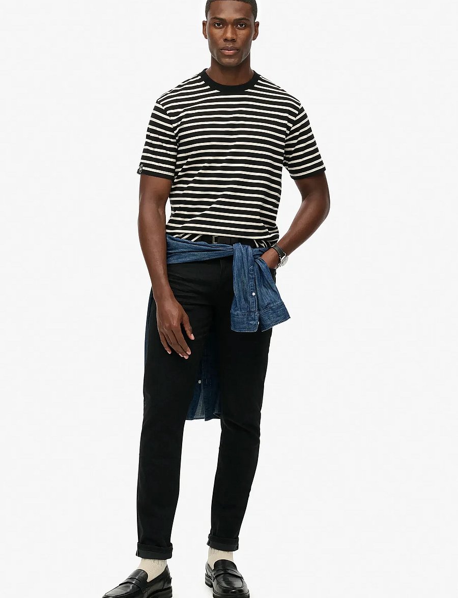Superdry - MERCHANT STRIPE TEE - black stripe - 4