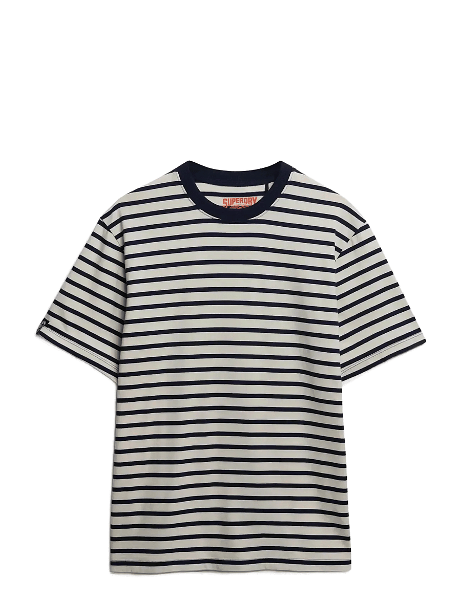 Superdry - MERCHANT STRIPE TEE - kurzärmelige t-shirts - off white stripe - 1
