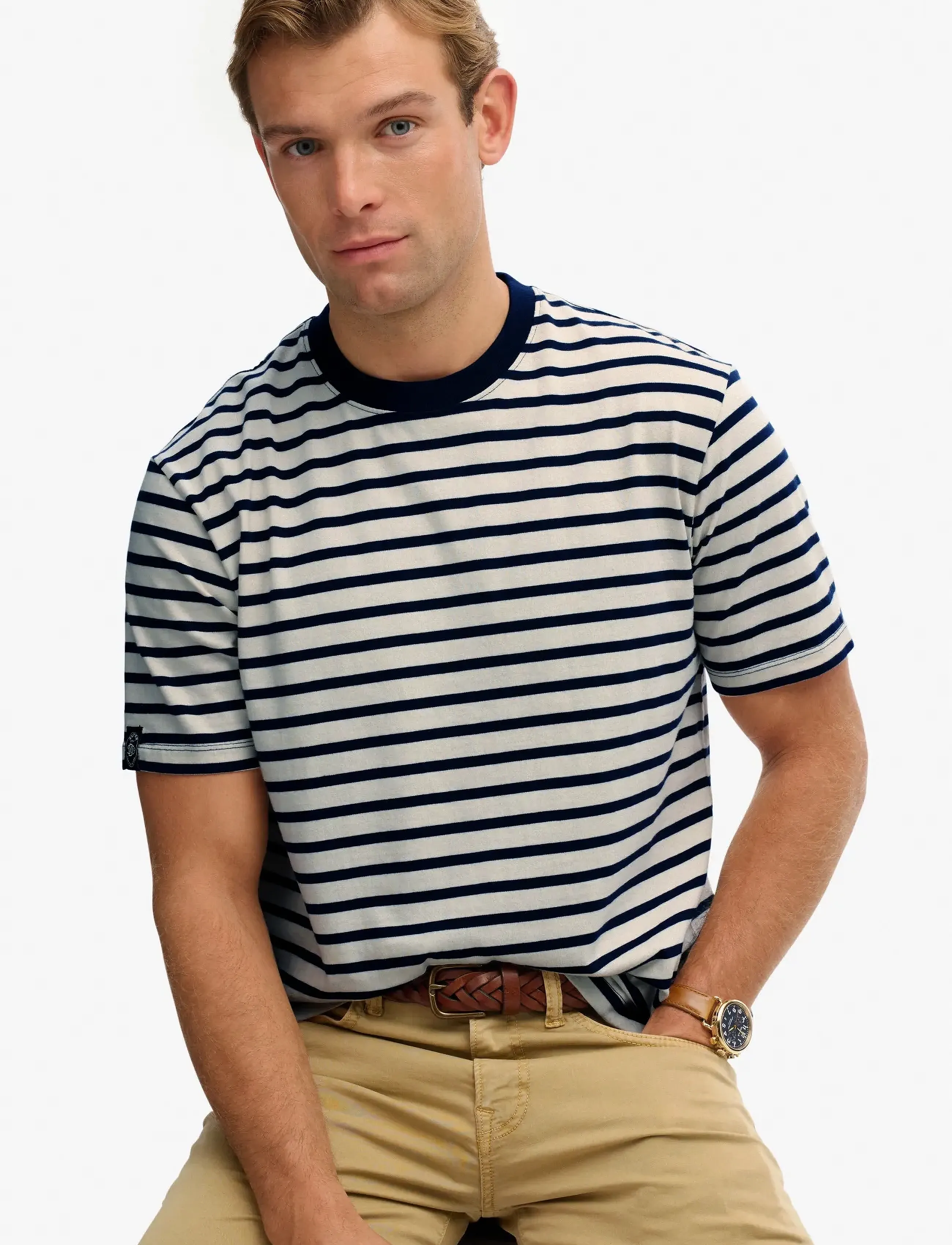 Superdry - MERCHANT STRIPE TEE - kurzärmelige t-shirts - off white stripe - 3