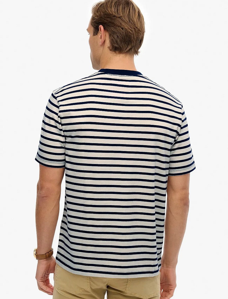 Superdry - MERCHANT STRIPE TEE - kurzärmelige t-shirts - off white stripe - 5