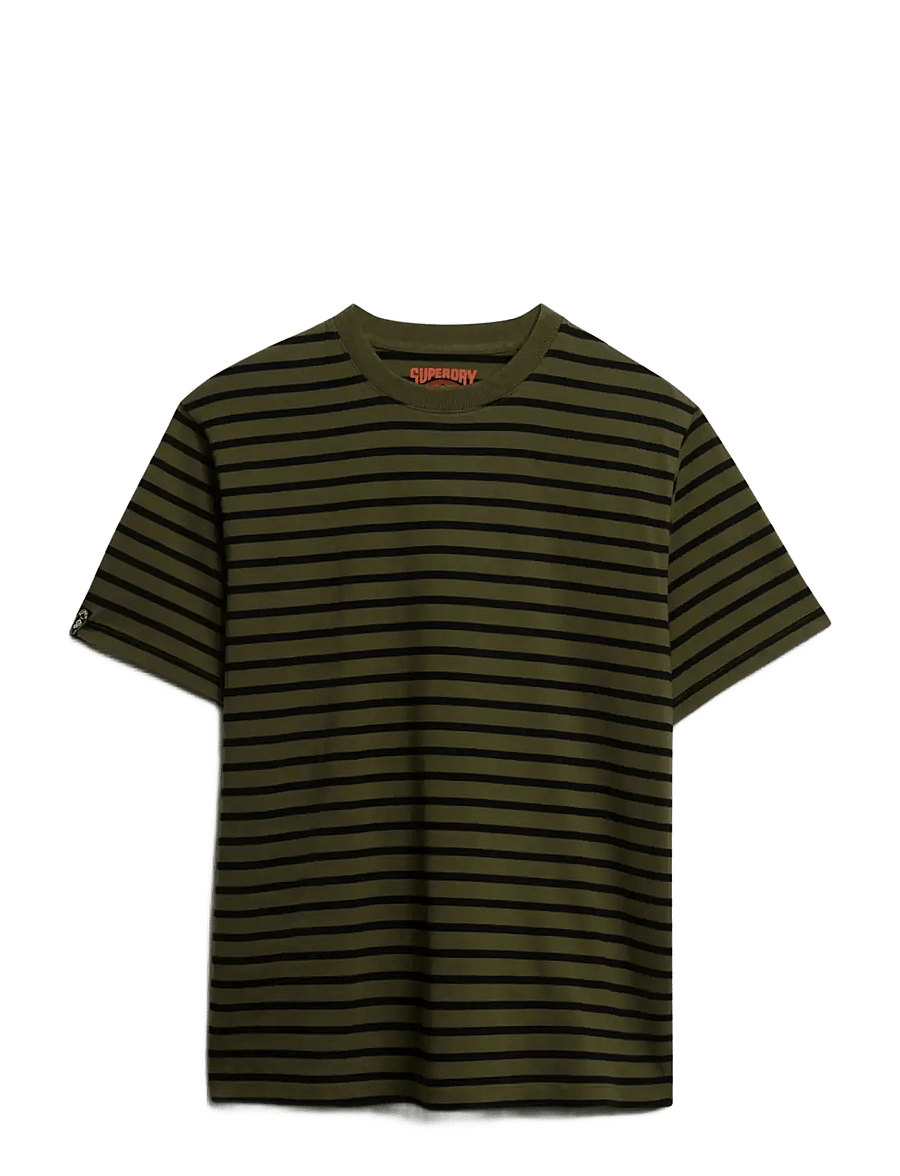 Superdry - MERCHANT STRIPE TEE - kortärmade t-shirts - olive stripe - 1