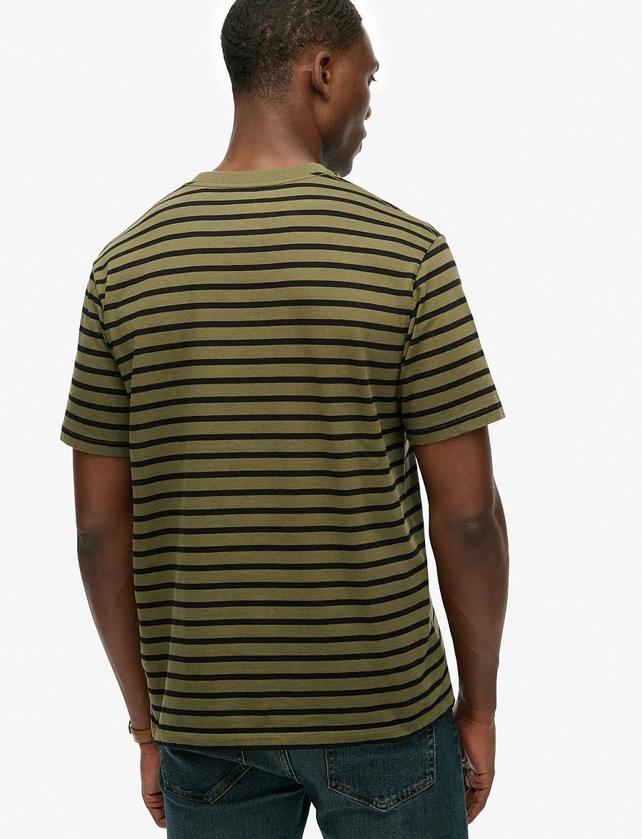 Superdry - MERCHANT STRIPE TEE - kortärmade t-shirts - olive stripe - 3