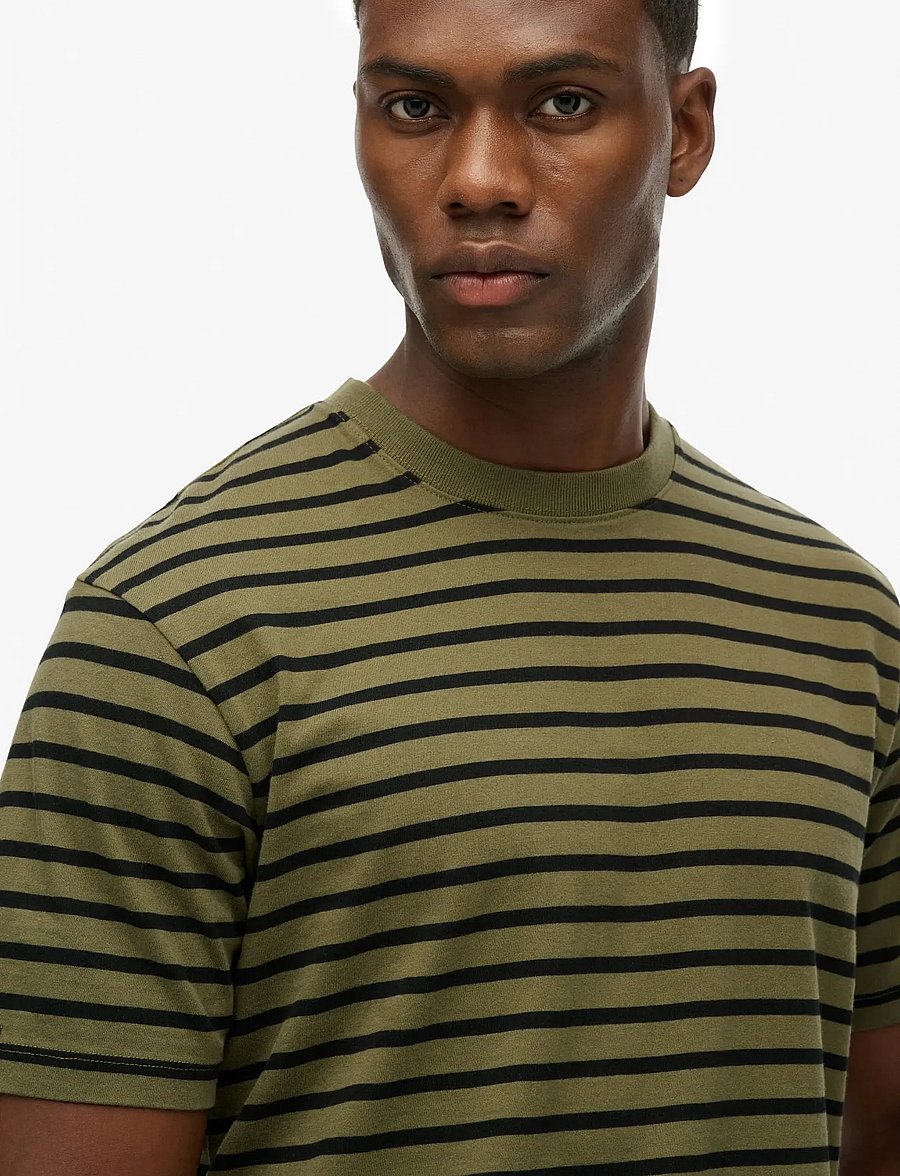 Superdry - MERCHANT STRIPE TEE - kortärmade t-shirts - olive stripe - 4