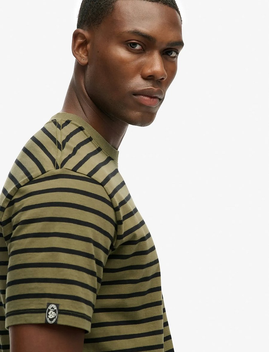 Superdry - MERCHANT STRIPE TEE - kortärmade t-shirts - olive stripe - 5