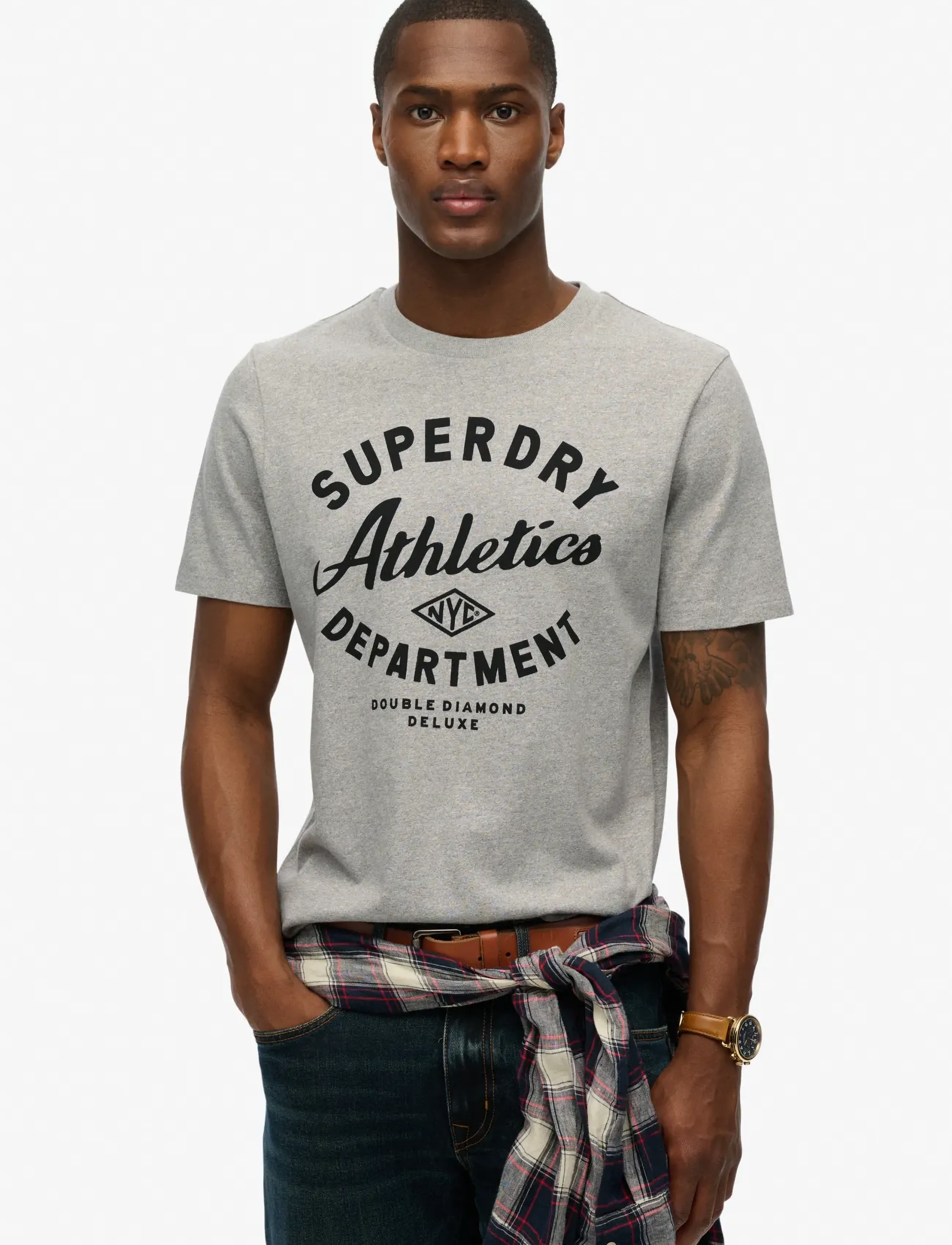 Superdry ATHLETIC RELAXED TEE - T-Shirts - VINTAGE SWEAT LIGHT GREY MARL / grey