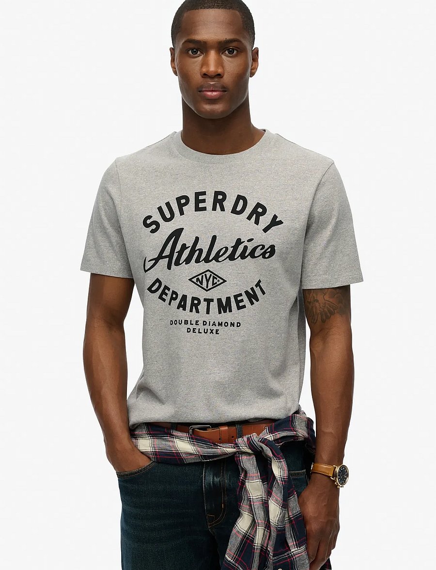 Superdry - ATHLETIC RELAXED TEE - kurzärmelige t-shirts - vintage sweat light grey marl - 0