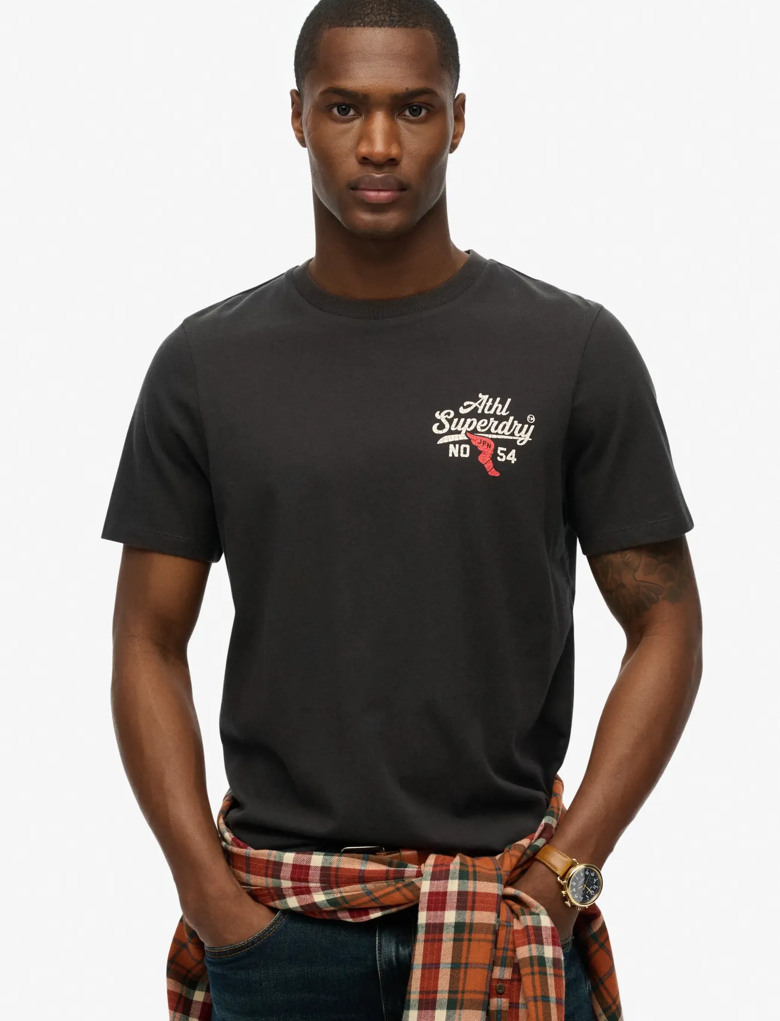 Superdry ATHLETIC RELAXED TEE - T-särgid - WASHED BLACK / black