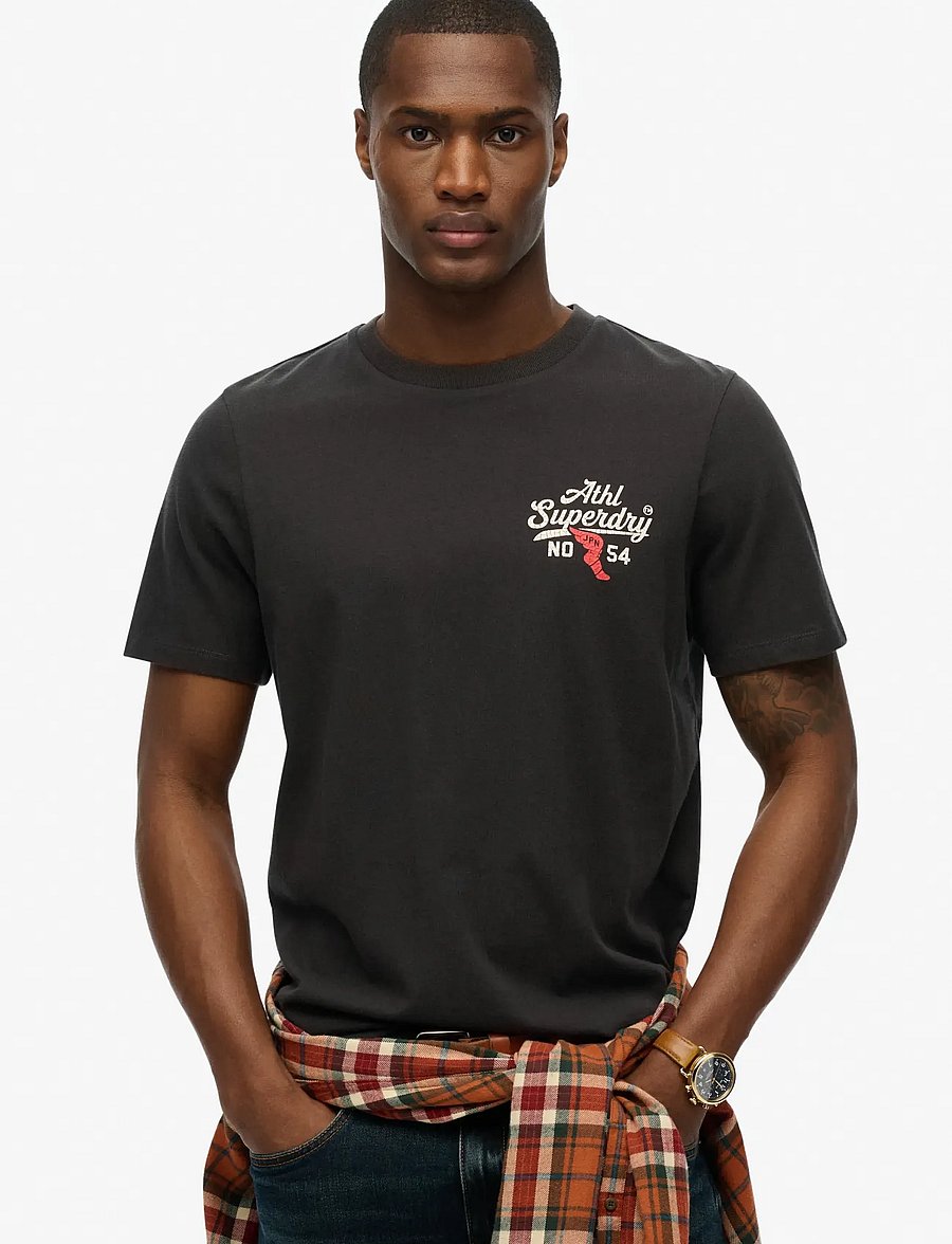 Superdry - ATHLETIC RELAXED TEE - lühikeste varrukatega t-särgid - washed black - 0