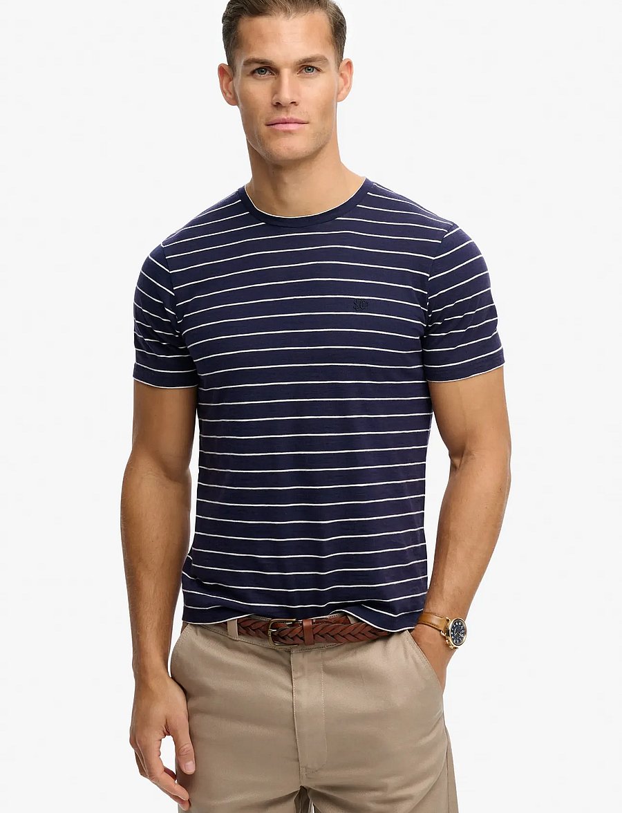 Superdry - CLASSIC ESSENTIAL STRIPE TEE - stutterma bolir - mariner navy stripe - 0