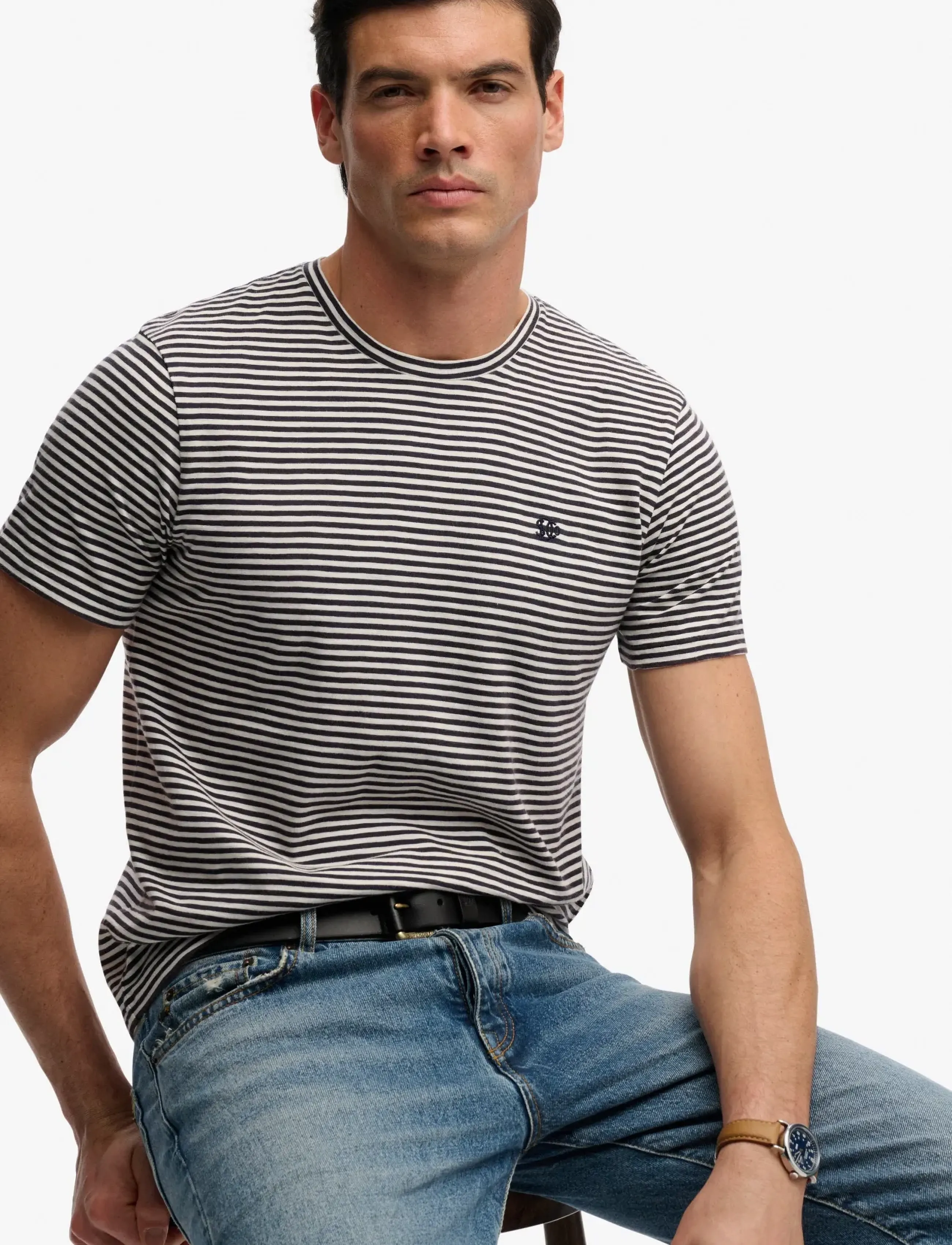 Superdry - CLASSIC ESSENTIAL STRIPE TEE - laveste priser - prep navy stripe - 4