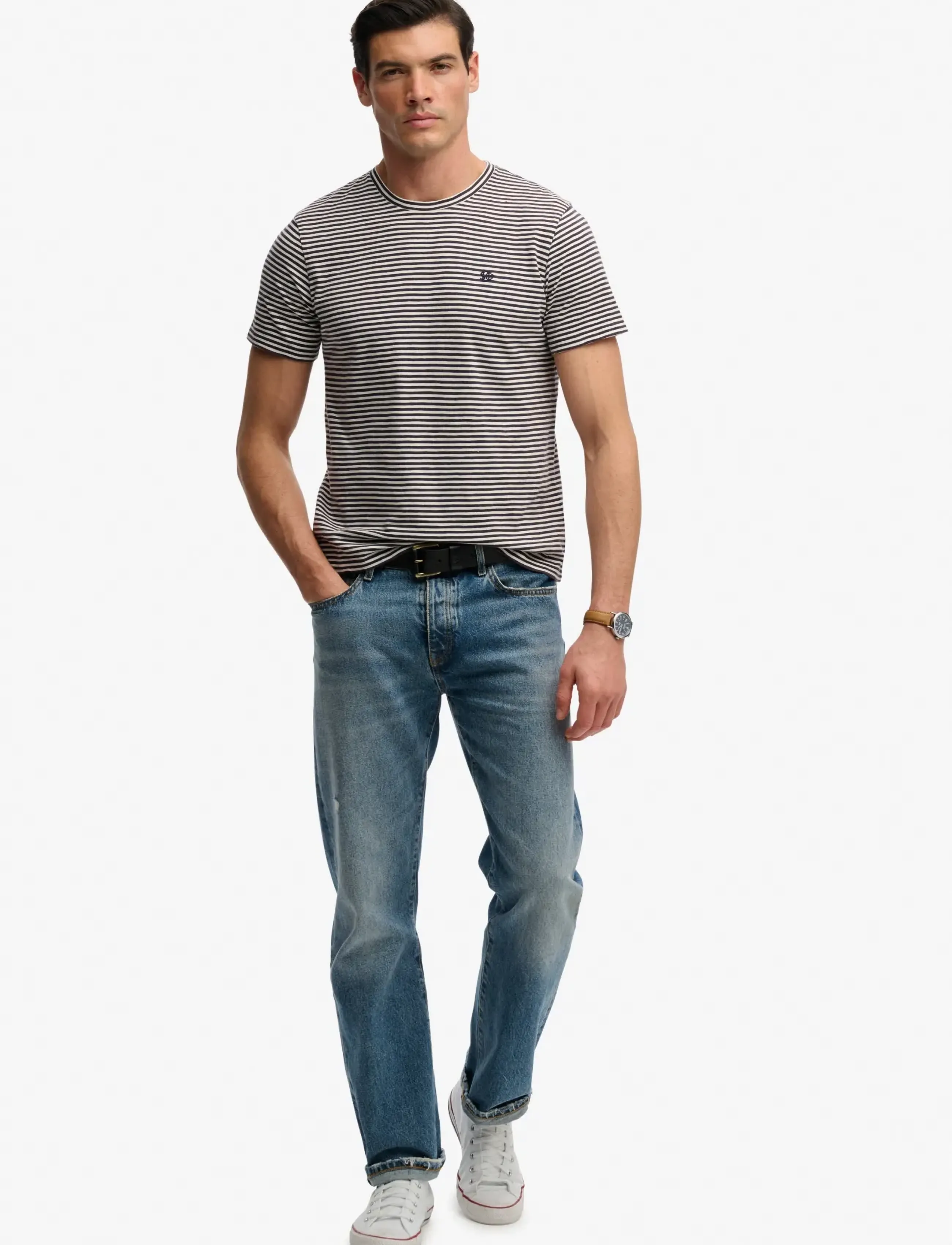 Superdry - CLASSIC ESSENTIAL STRIPE TEE - laveste priser - prep navy stripe - 5