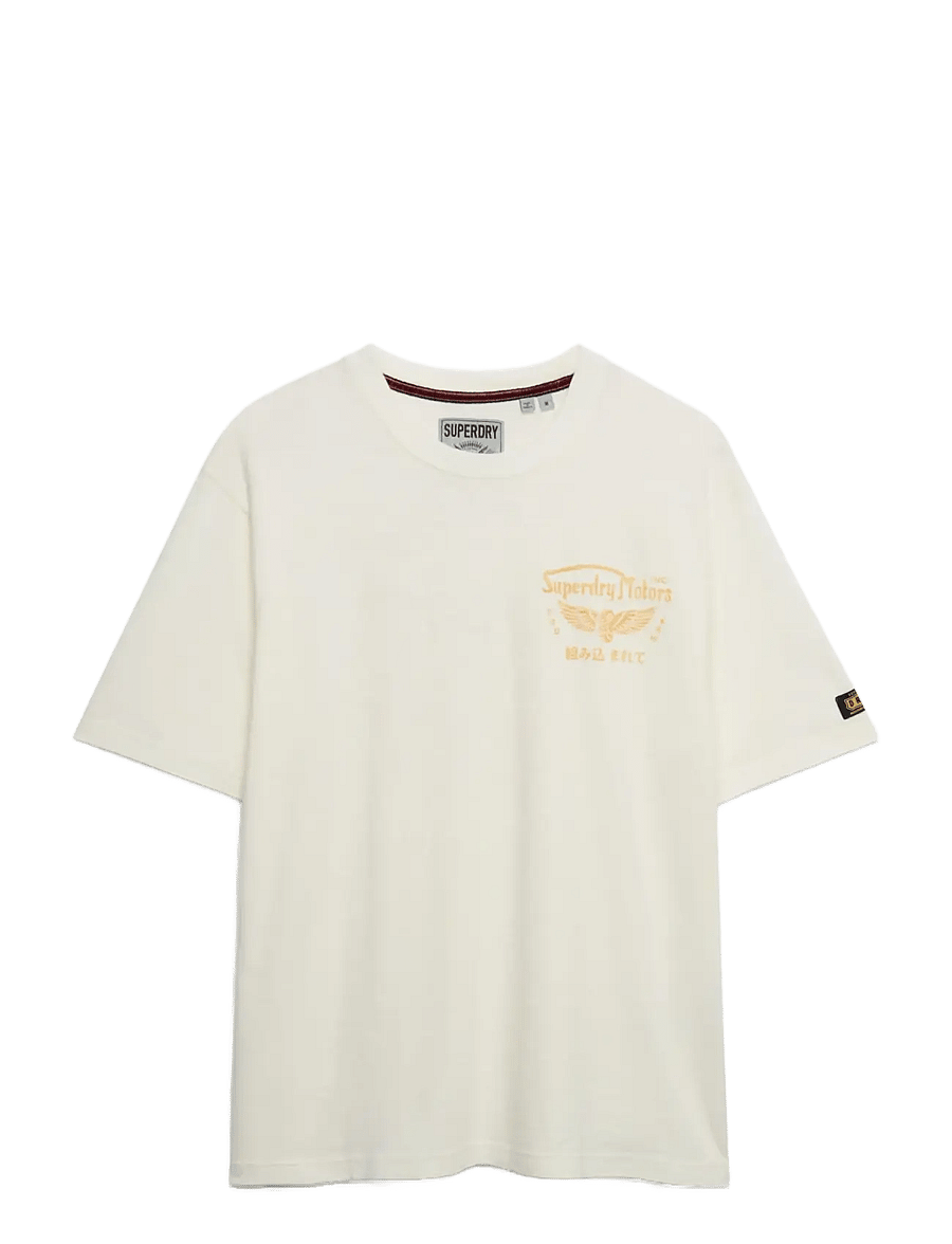 Superdry - HERITAGE BIKER LOOSE TEE - short-sleeved t-shirts - winter white - 1