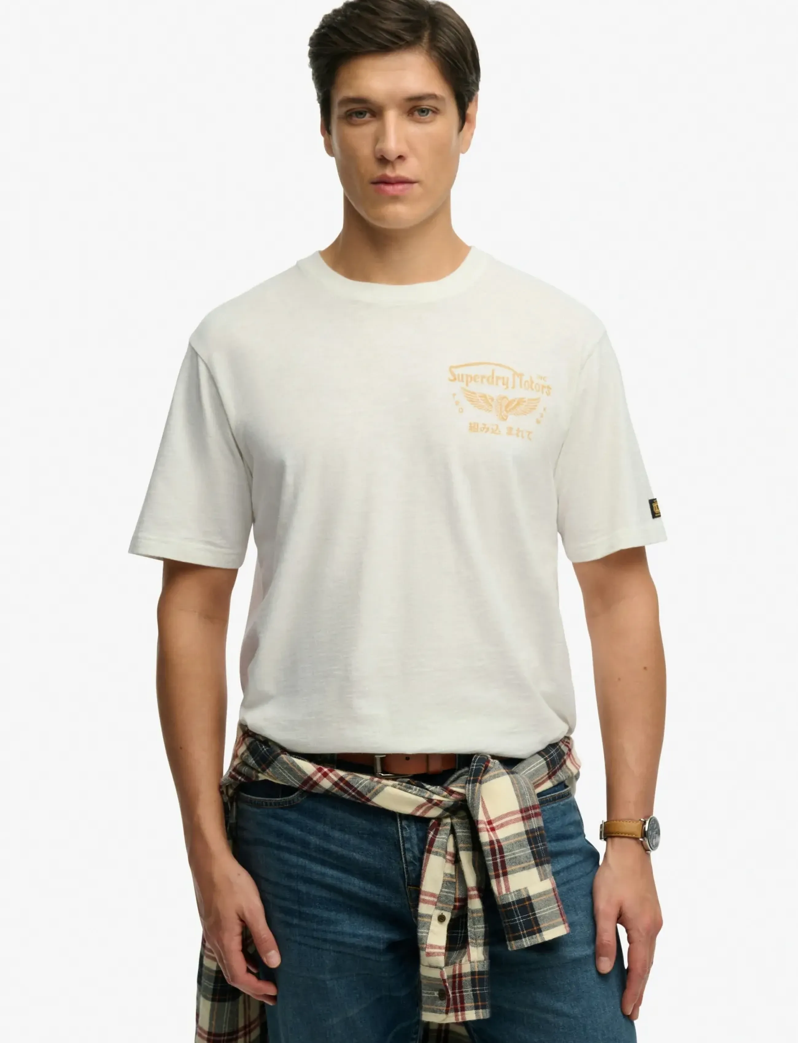 Superdry Heritage Biker Loose Tee, 3XL, Cream, T-Shirts > Kortærmede, Herre