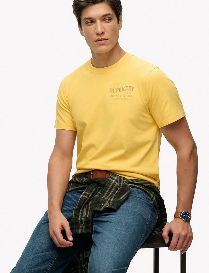 Superdry - OUTDOORS MOUNTAIN RLXD TEE - lühikeste varrukatega t-särgid - daffodil yellow - 4