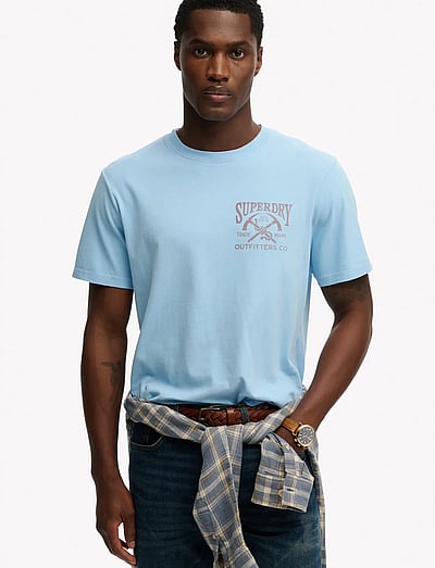 Superdry OUTDOORS MOUNTAIN RLXD TEE - Short-sleeved t-shirts - SEAFOAM BLUE / blue