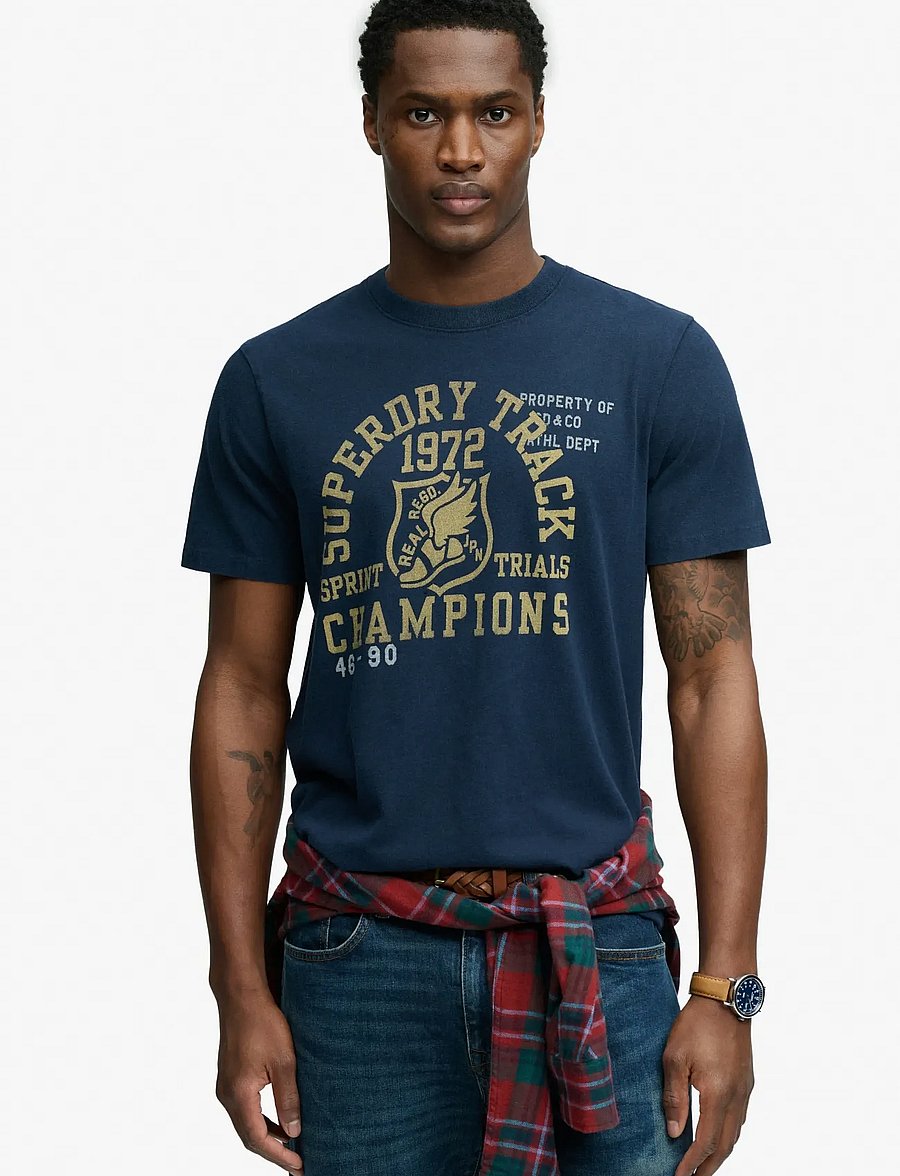 Superdry - VINTAGE PREP RELAXED TEE - kurzärmelige t-shirts - dark navy - 0
