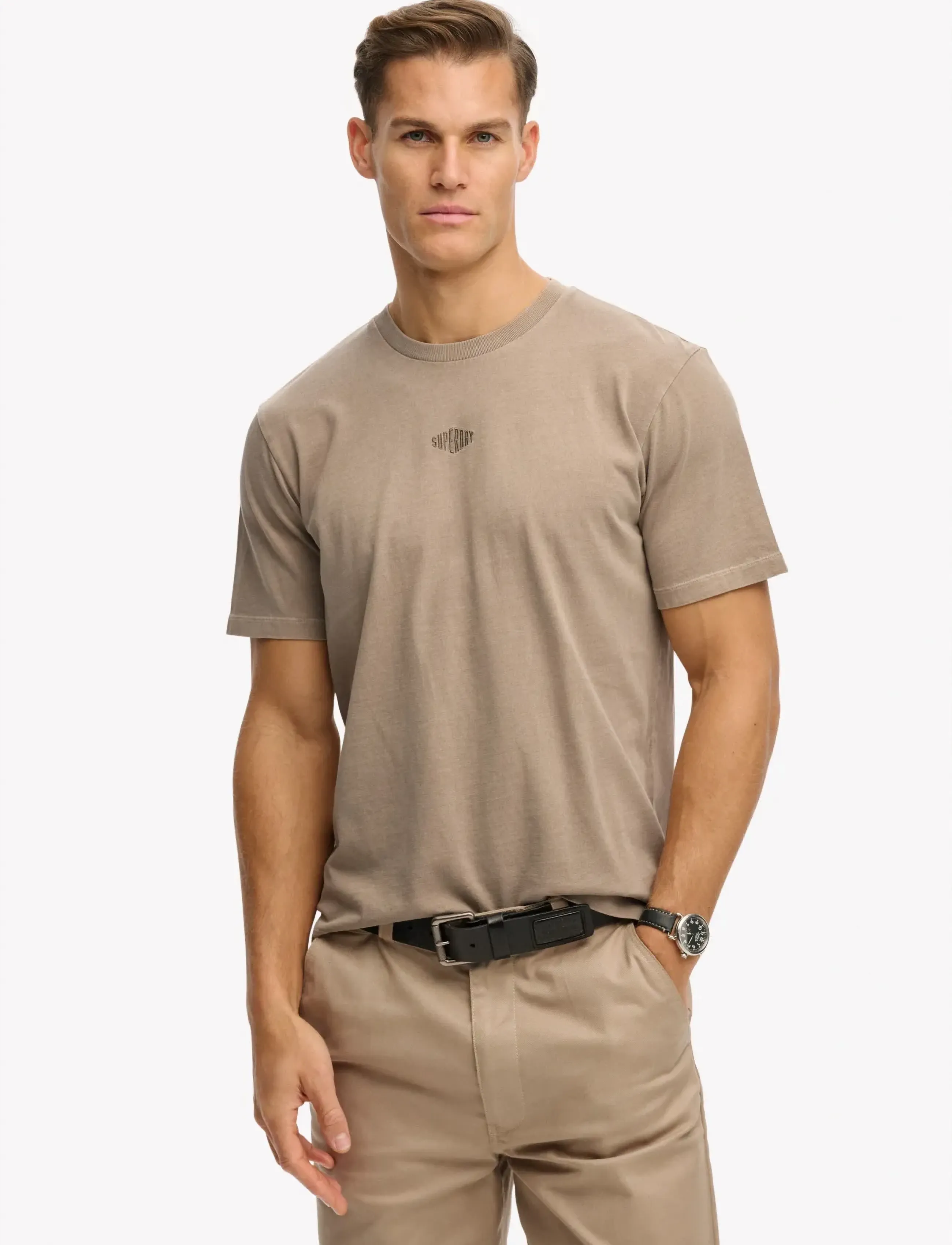 Superdry MICRO LOGO TSHIRT - Tänavastiil - LIGHT BEIGE / beige