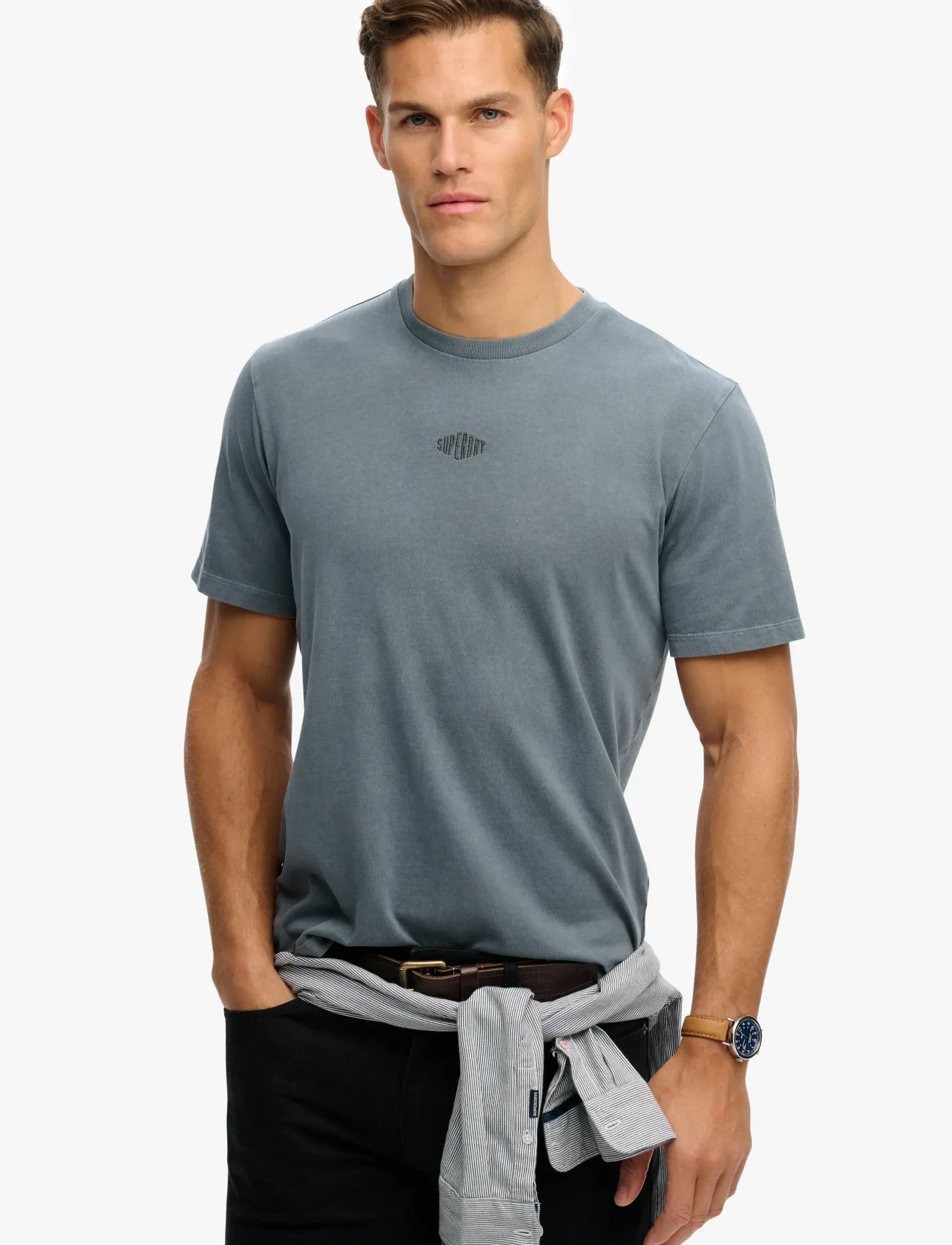 Superdry MICRO LOGO TSHIRT - T-Shirts - STORMY WEATHER BLUE / blue